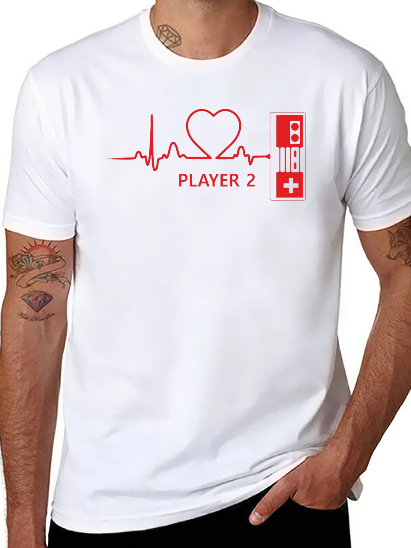 Player 2 Heartbeat Gaming T-Shirt - Black