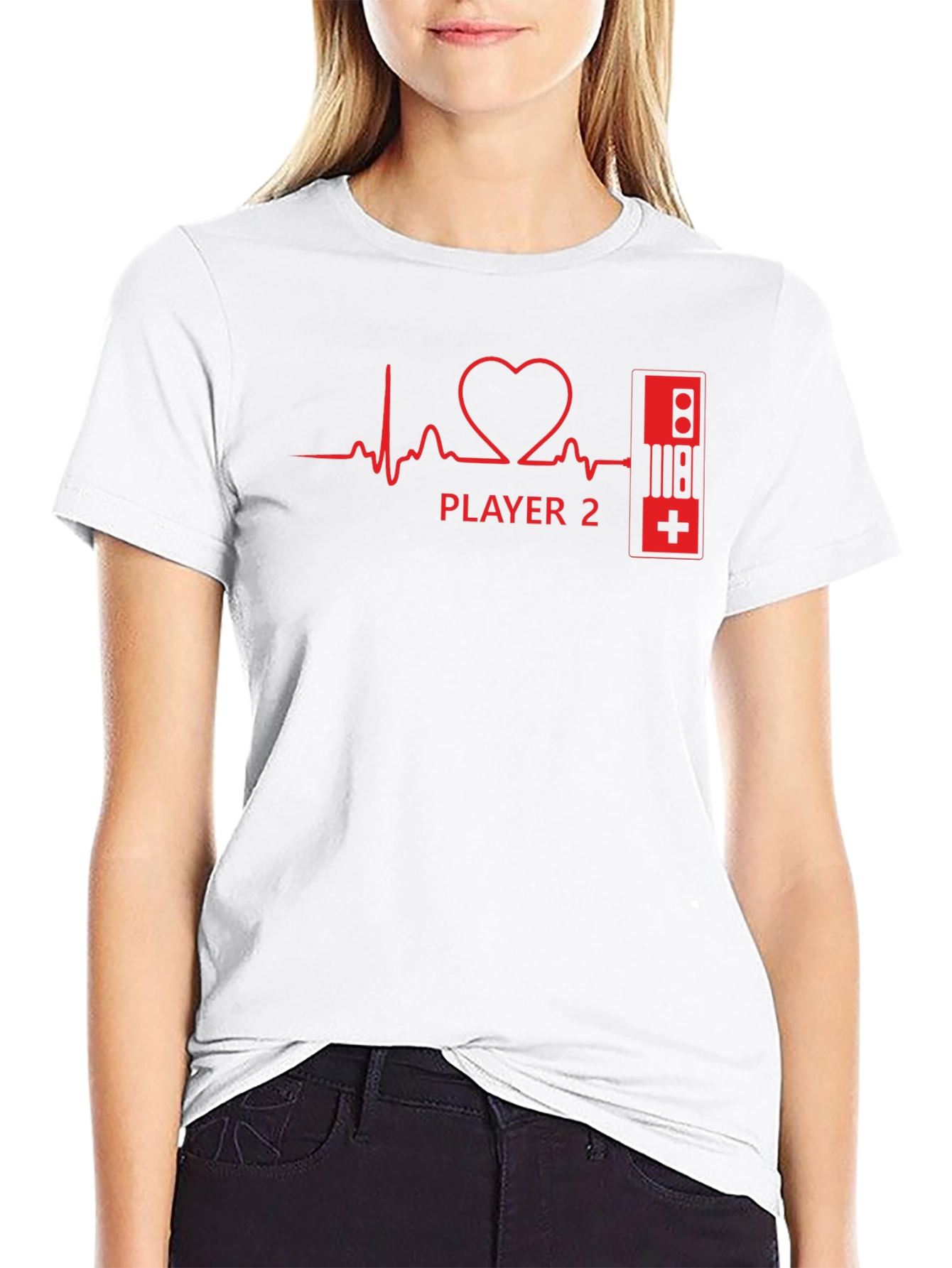 Player 2 Heartbeat Gaming T-Shirt - Black