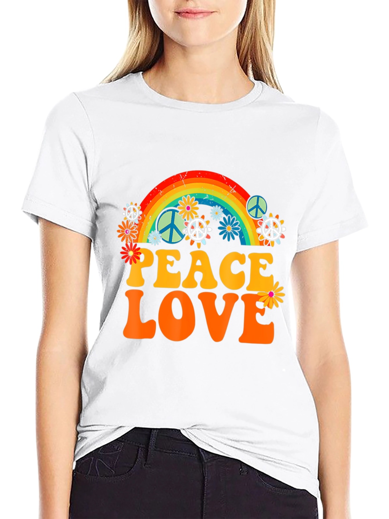 Peace Love Rainbow Graphic T-Shirt