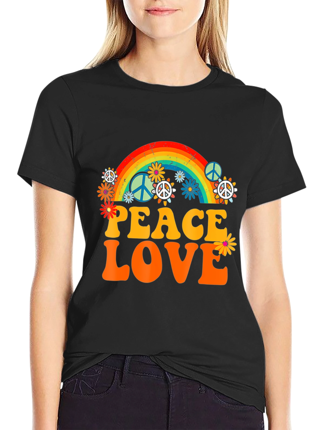 Peace Love Rainbow Graphic T-Shirt