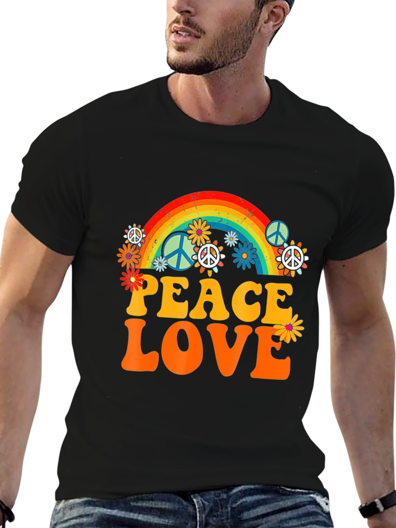 Peace Love Rainbow Graphic T-Shirt