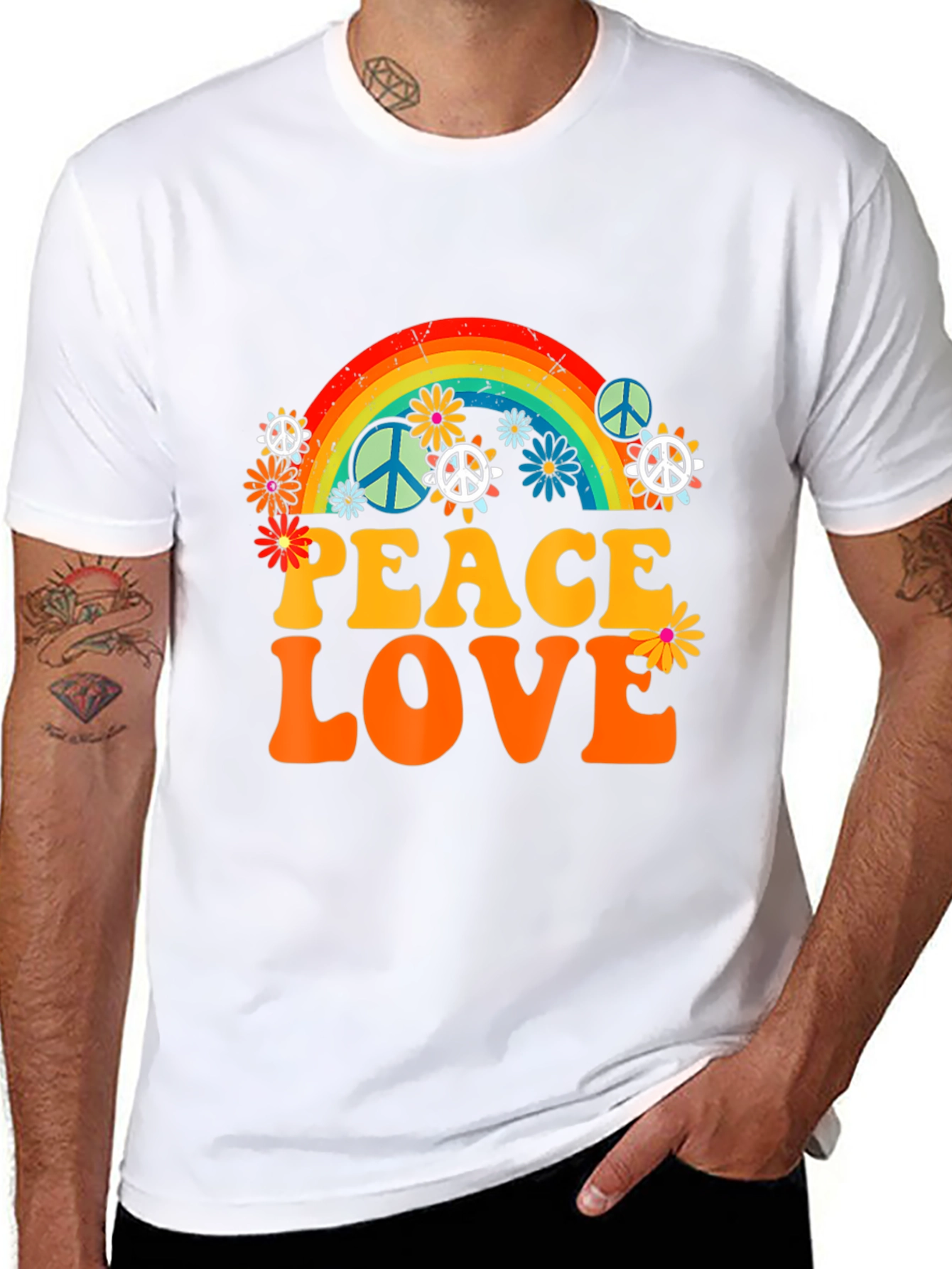 Peace Love Rainbow Graphic T-Shirt