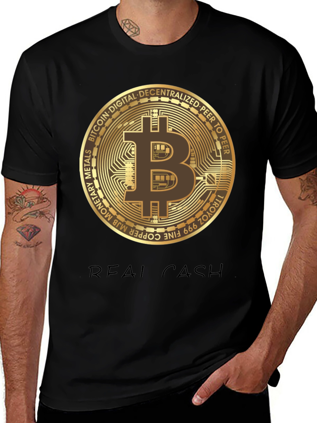 Bitcoin Real Cash Graphic Tee - Crypto T-Shirt