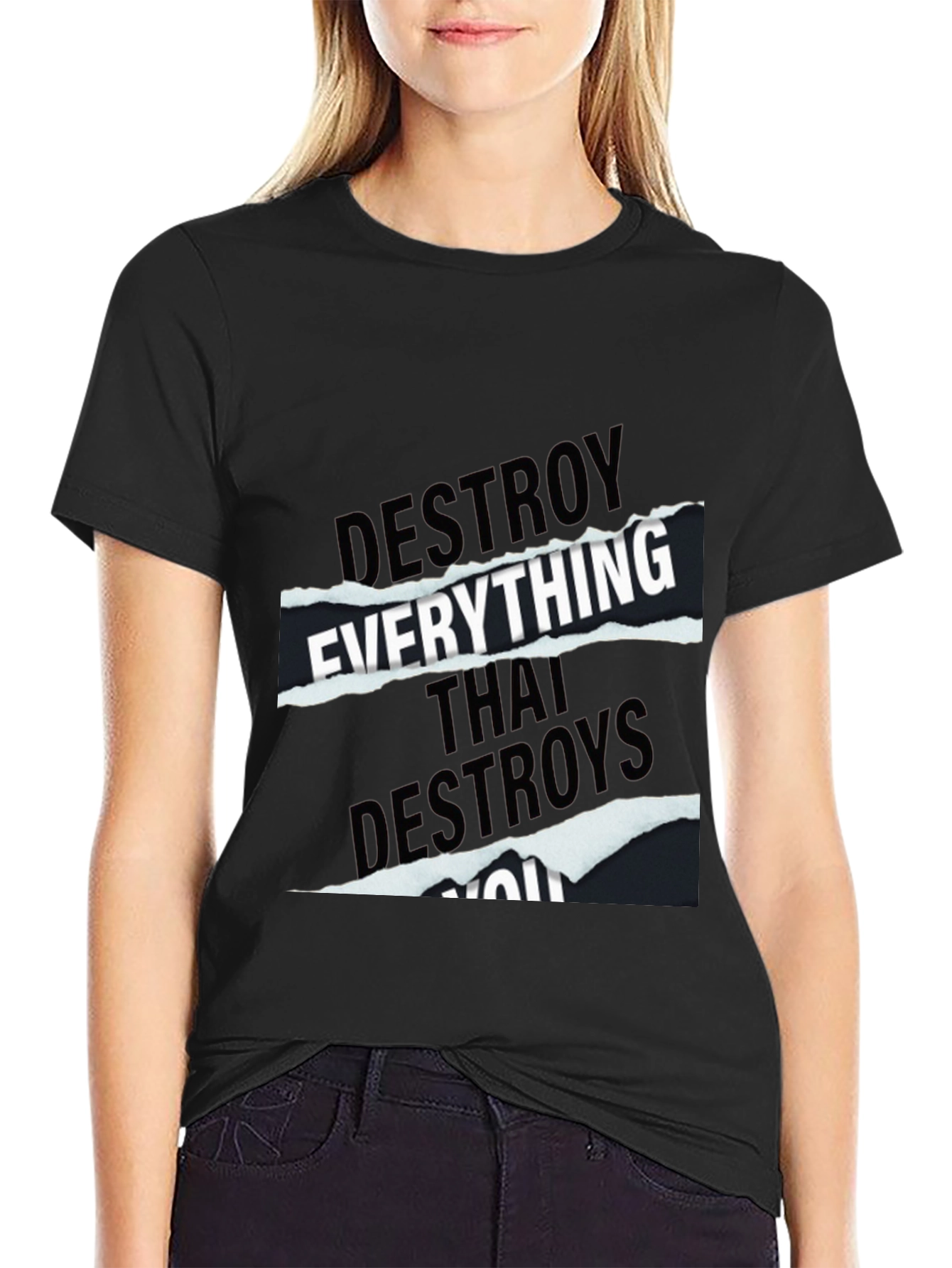 Destroy Everything Graphic Tee - Black Cotton T-Shirt