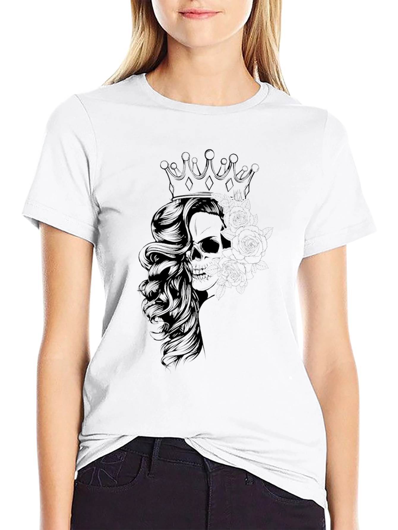 Skull Queen Graphic Tee - Black