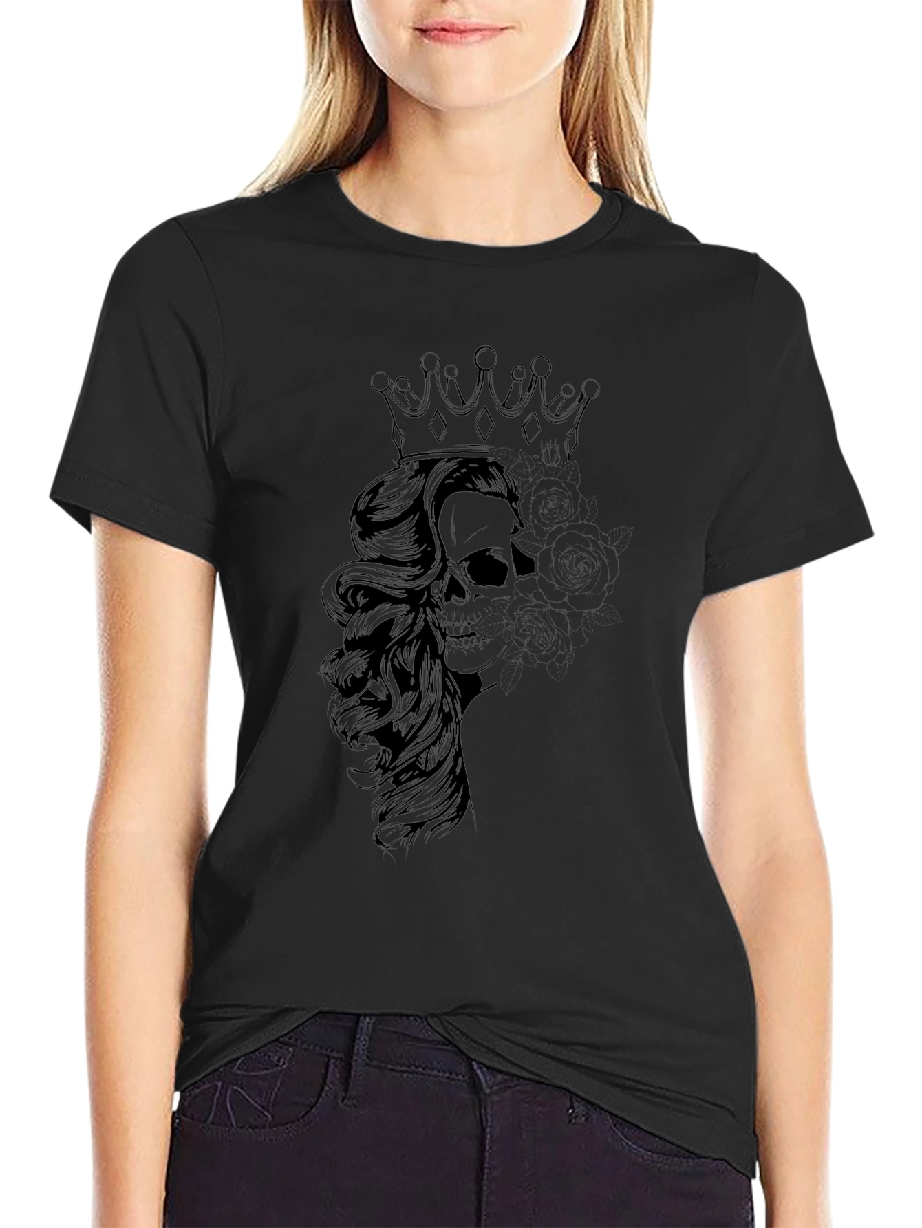 Skull Queen Graphic Tee - Black