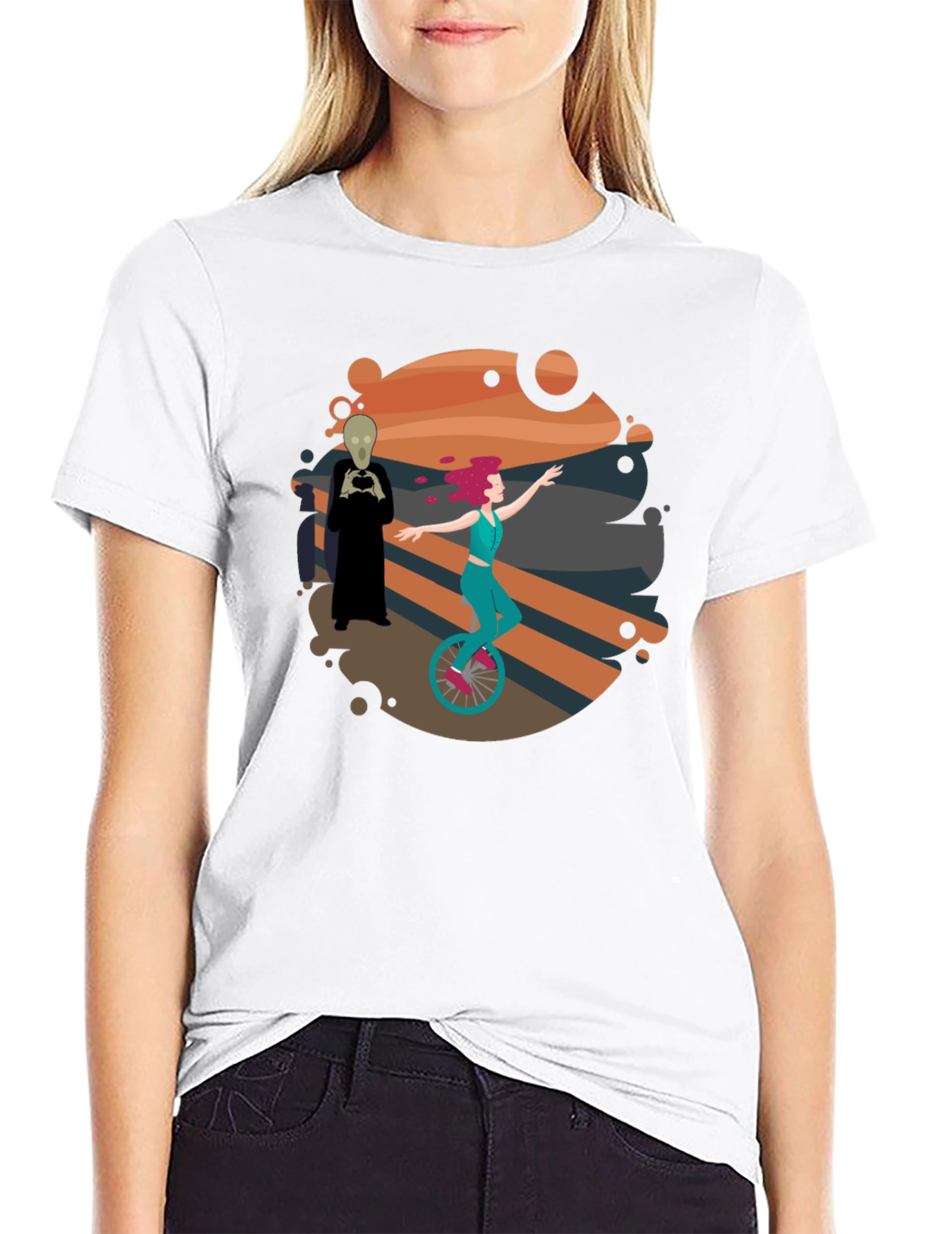 Unicycle Rider Graphic Tee - Black Cotton Shirt