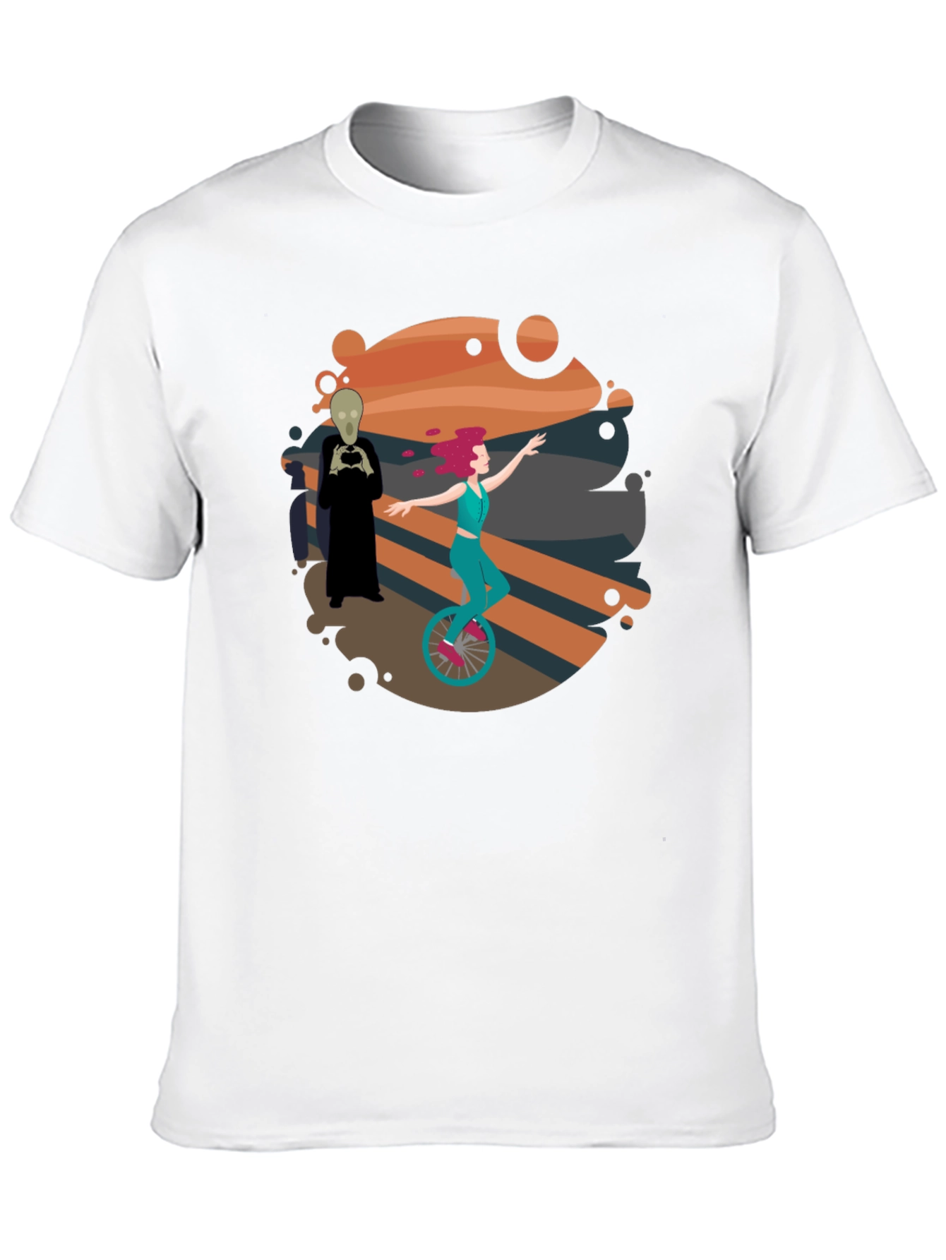 Unicycle Rider Graphic Tee - Black Cotton Shirt