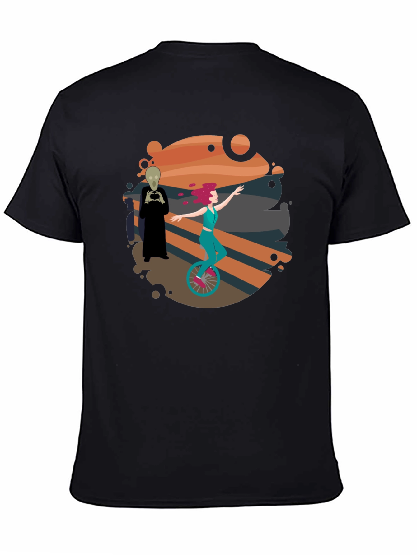 Unicycle Rider Graphic Tee - Black Cotton Shirt