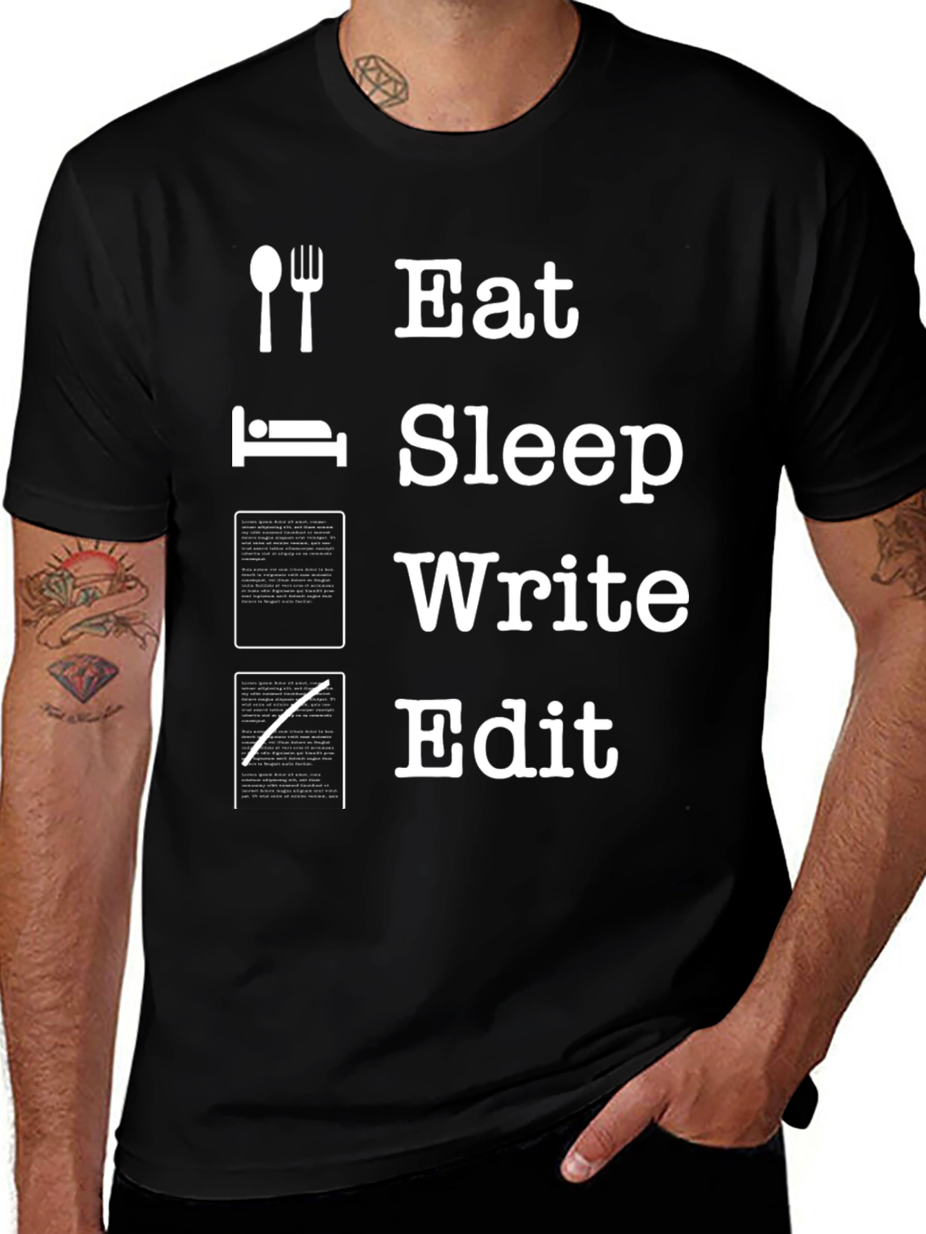 Eat Sleep Write Edit T-Shirt - Writers Life Tee