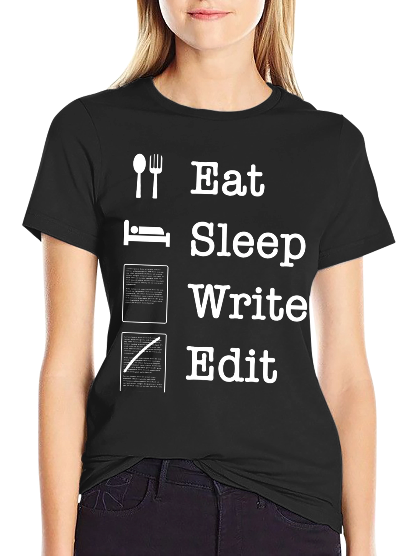 Eat Sleep Write Edit T-Shirt - Writers Life Tee