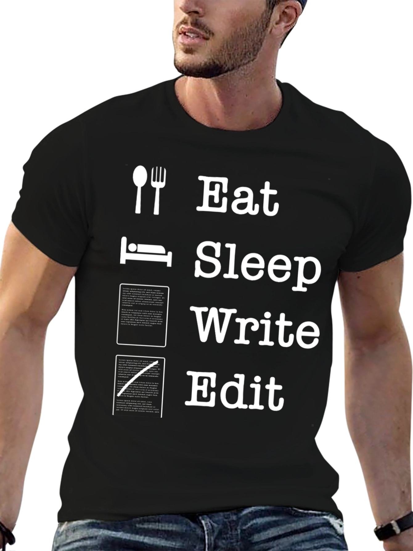 Eat Sleep Write Edit T-Shirt - Writers Life Tee