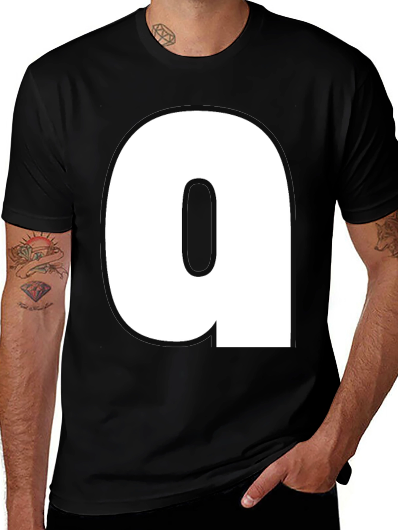 Black T-Shirt with Bold White a Design