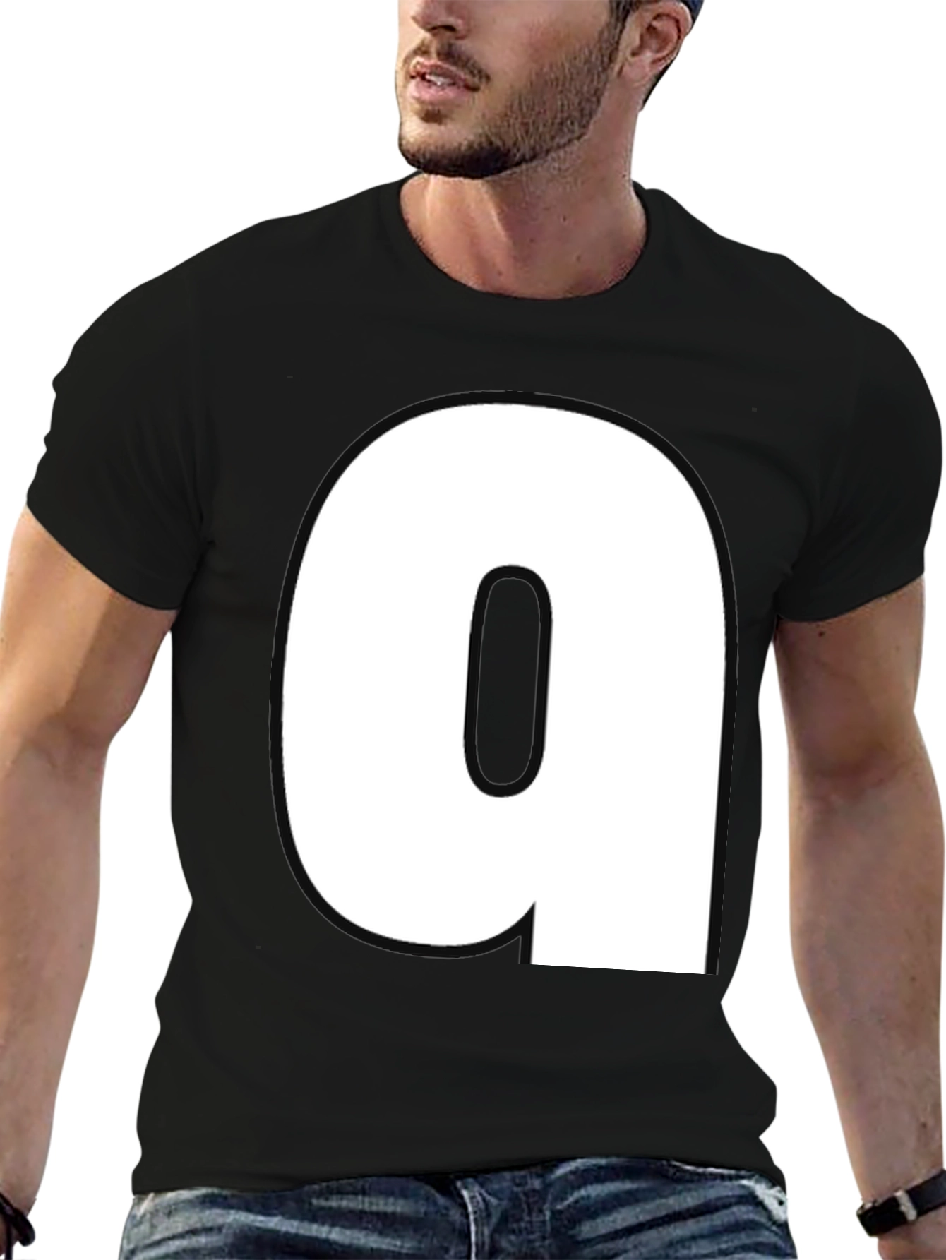 Black T-Shirt with Bold White a Design