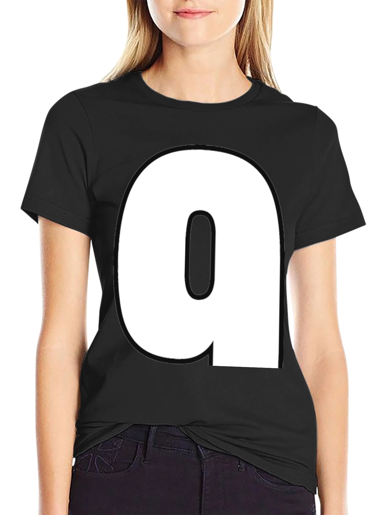 Black T-Shirt with Bold White a Design