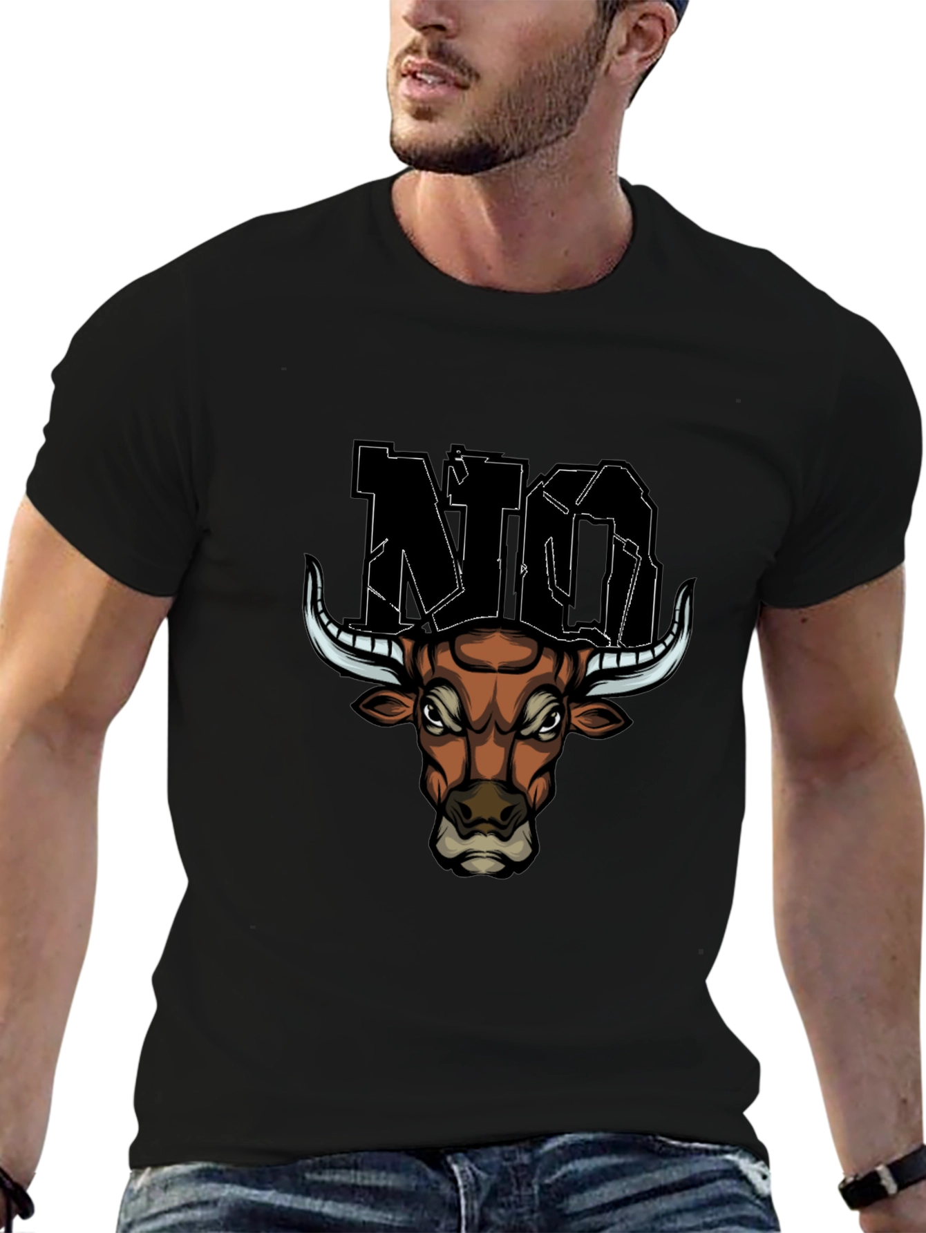 Angry Bull Graphic Tee - Black Cotton
