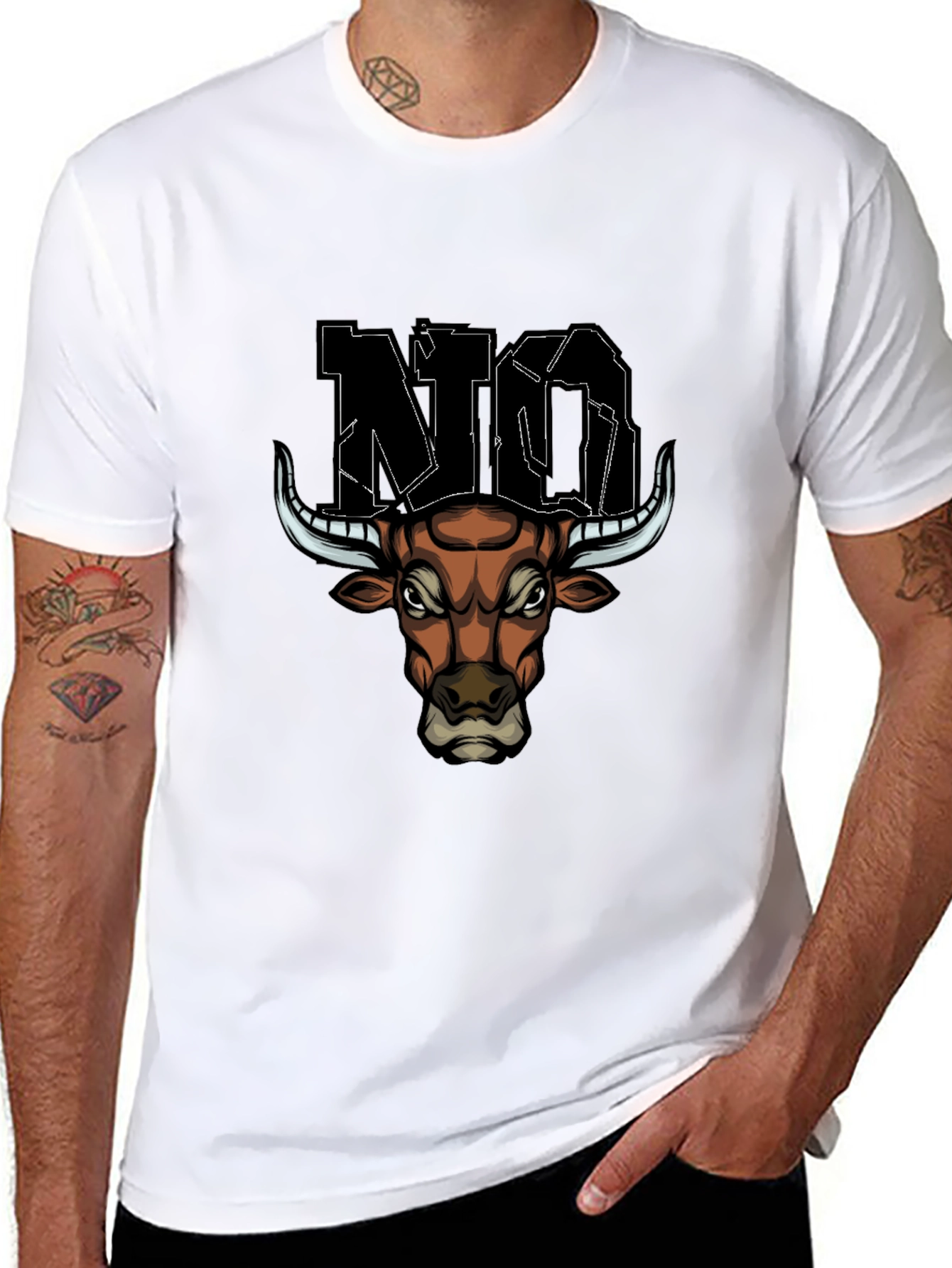 Angry Bull Graphic Tee - Black Cotton