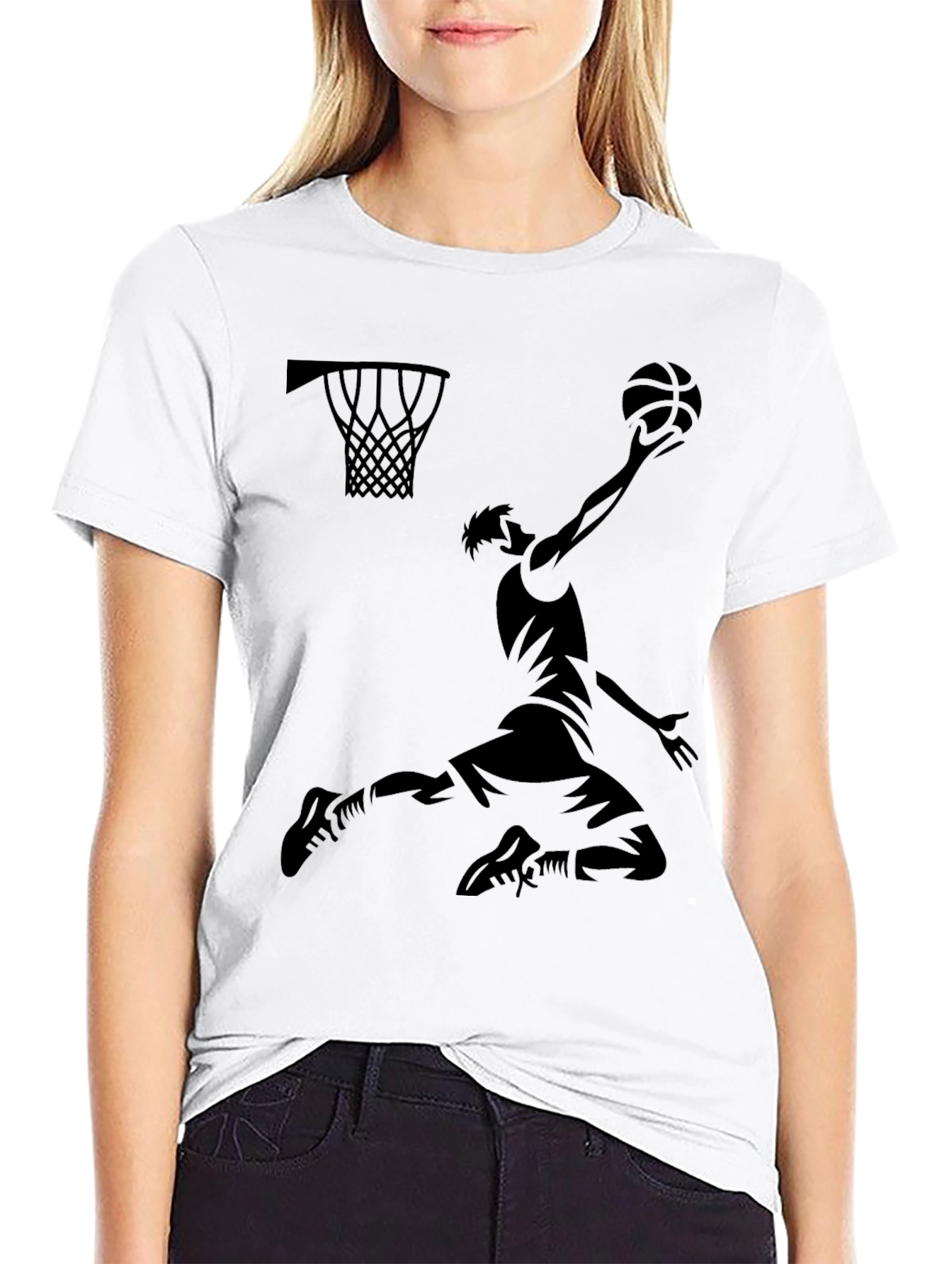 Basketball Dunk Graphic Tee - Black