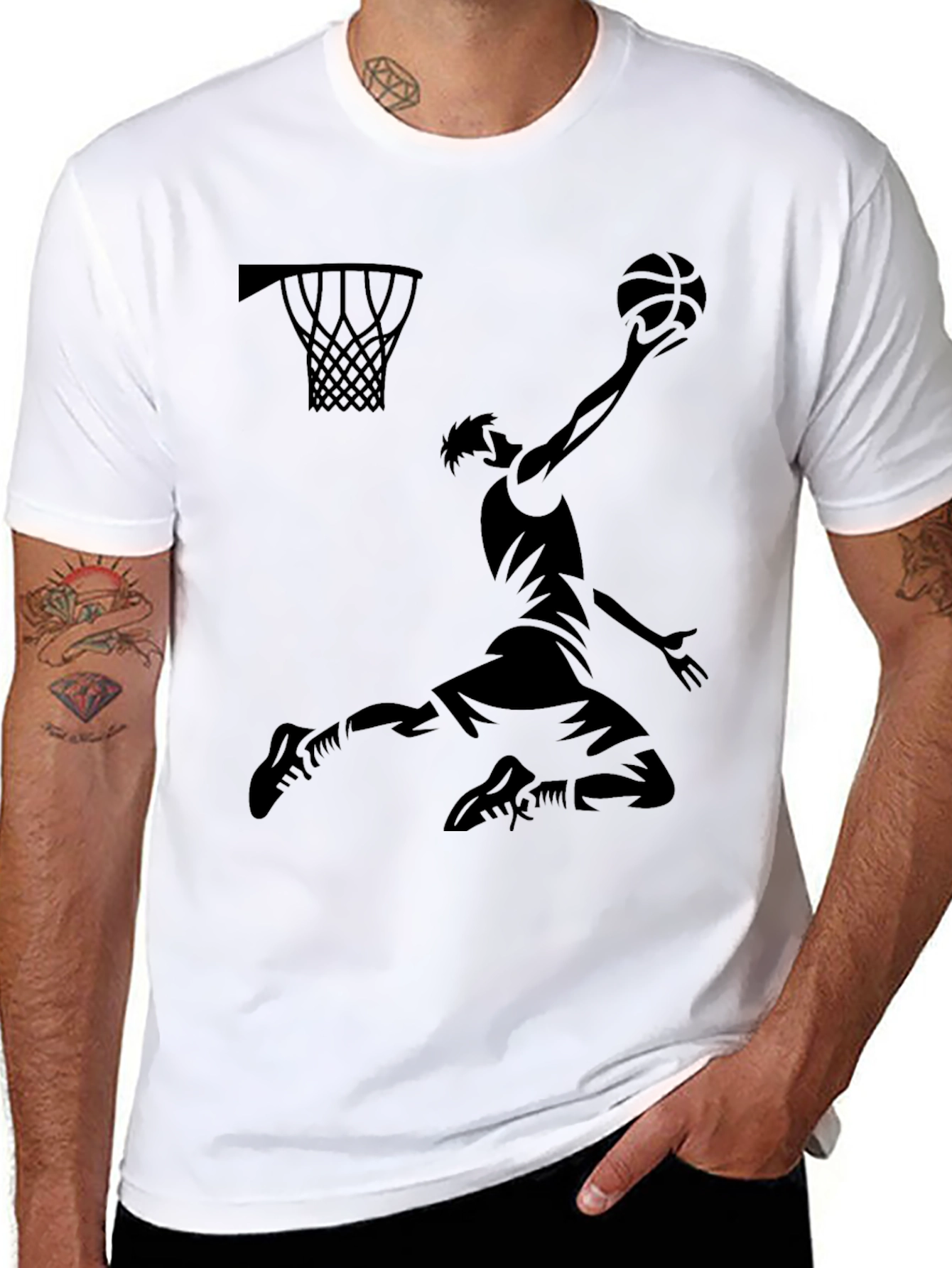 Basketball Dunk Graphic Tee - Black