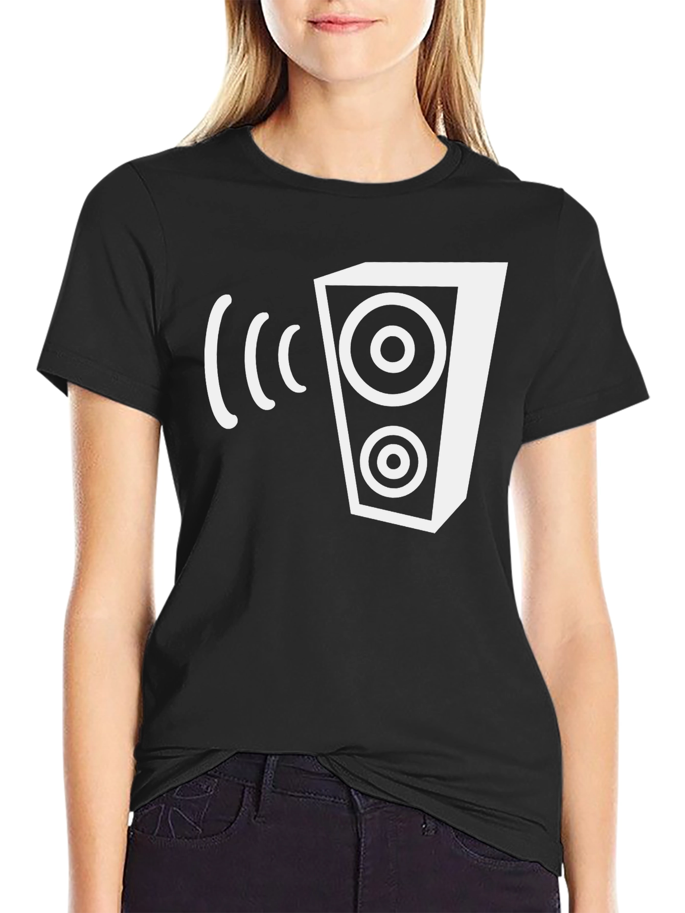 Speaker Graphic Tee - Black Cotton Blend