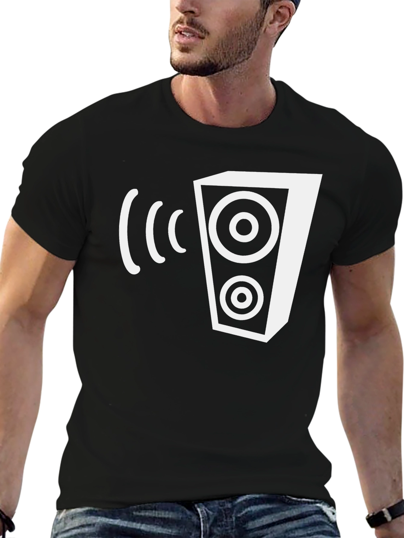 Speaker Graphic Tee - Black Cotton Blend
