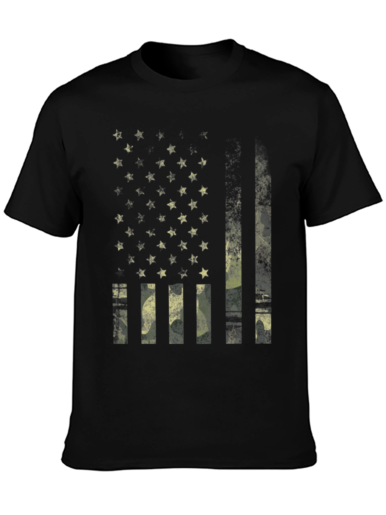 Distressed American Flag Camo Print T-Shirt