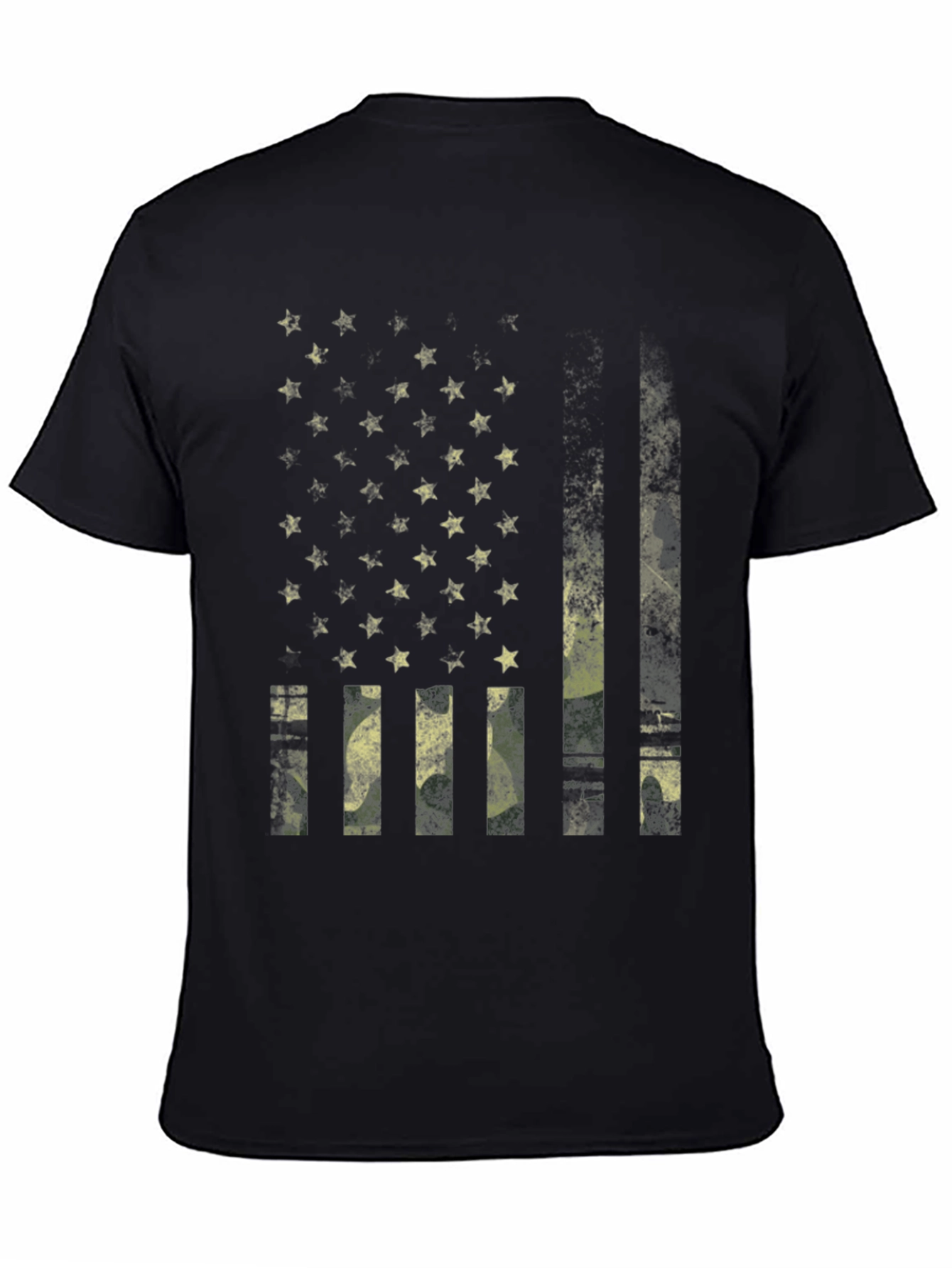 Distressed American Flag Camo Print T-Shirt