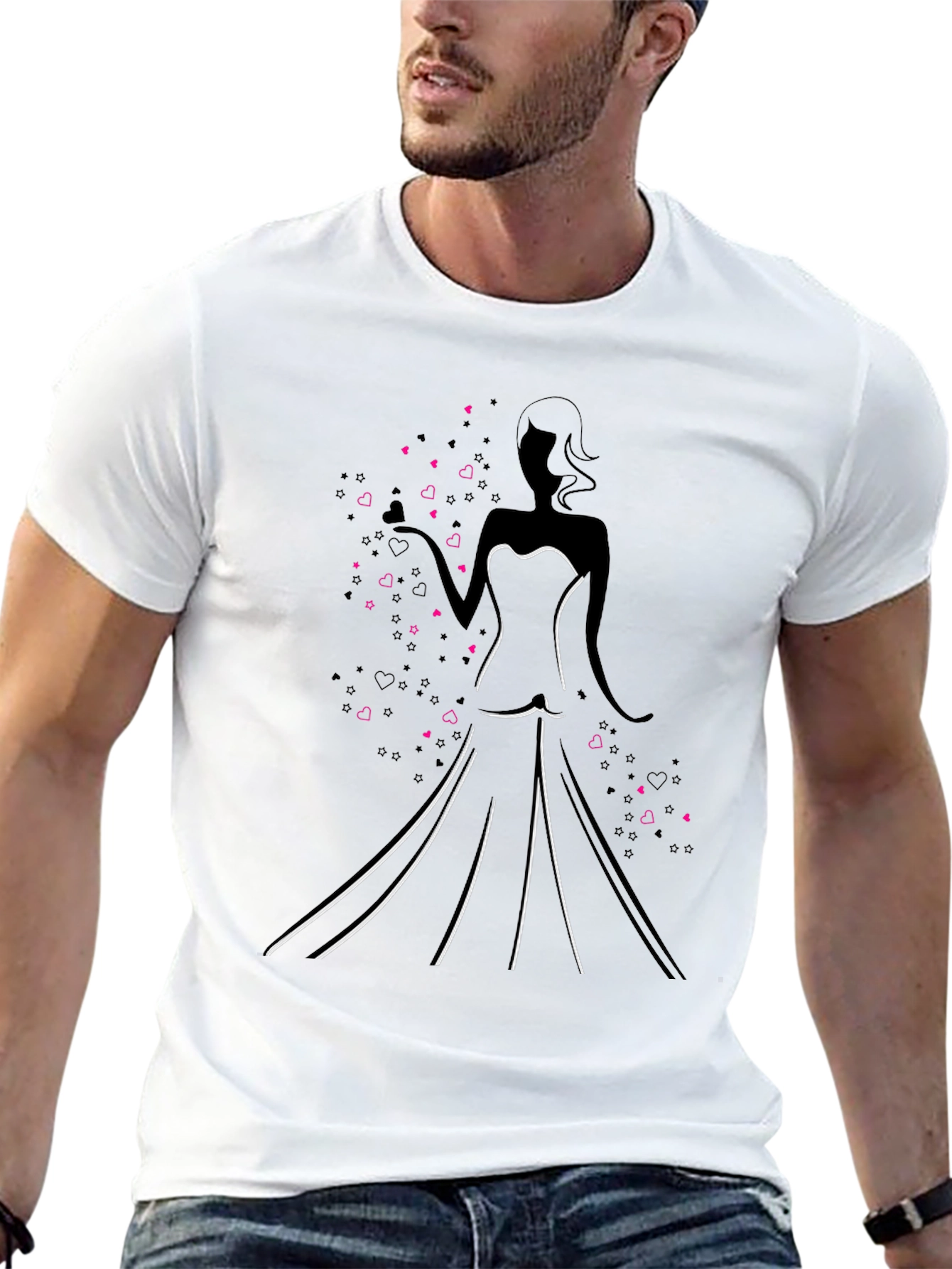 Elegant Silhouette Graphic Tee - Black