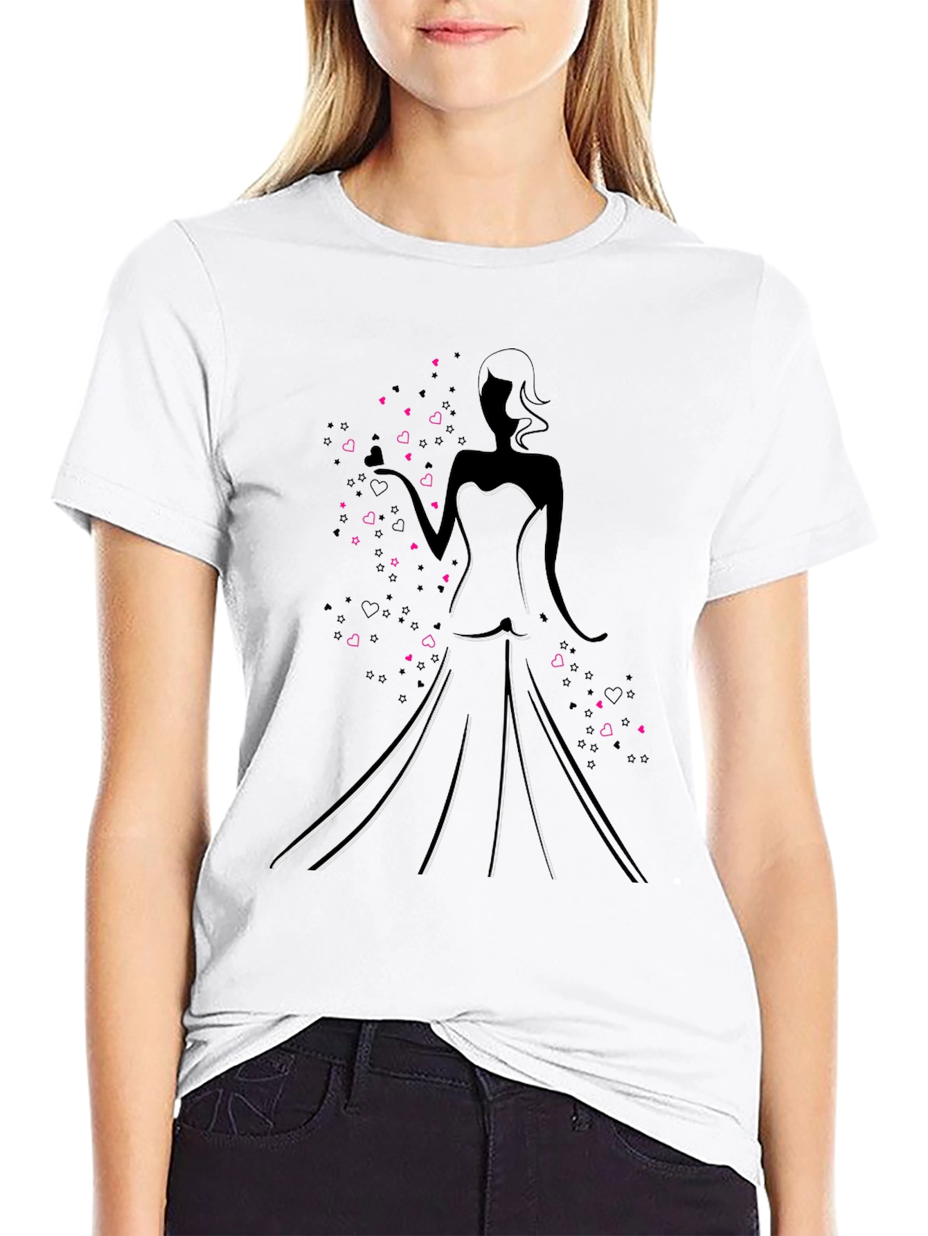 Elegant Silhouette Graphic Tee - Black