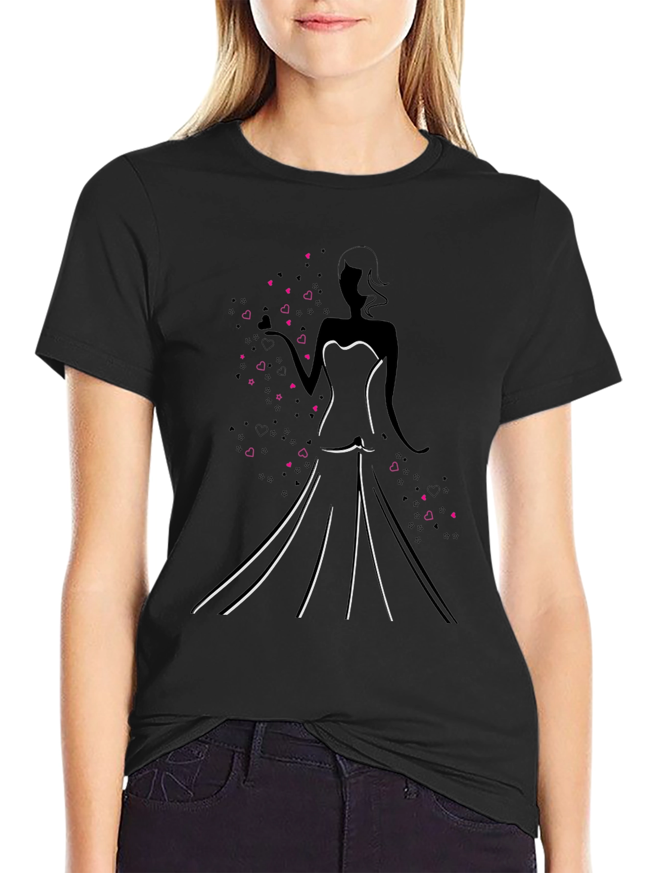 Elegant Silhouette Graphic Tee - Black