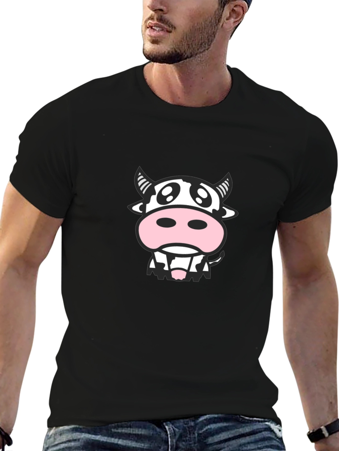 Cute Cow Graphic Tee - Black Unisex T-Shirt
