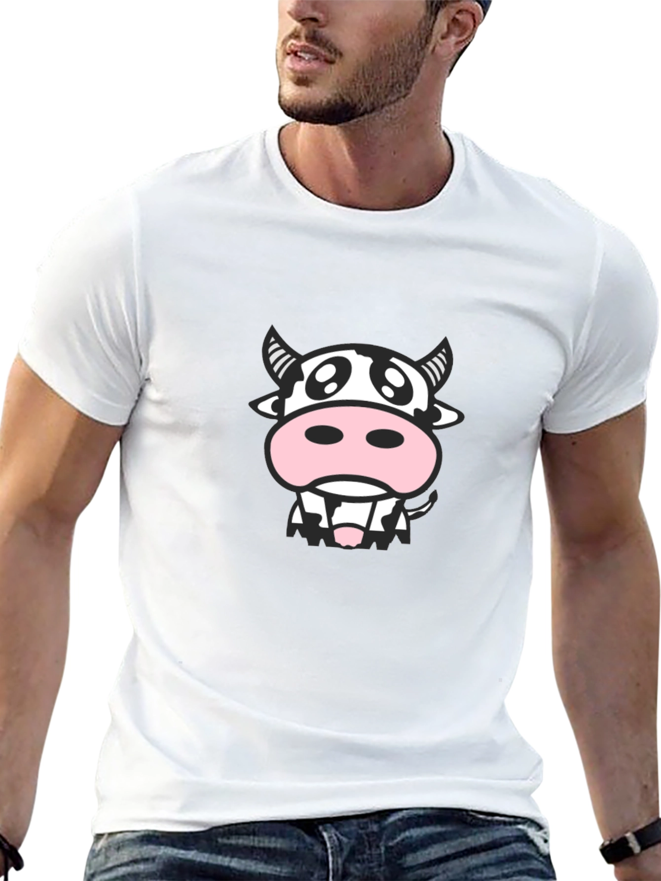 Cute Cow Graphic Tee - Black Unisex T-Shirt