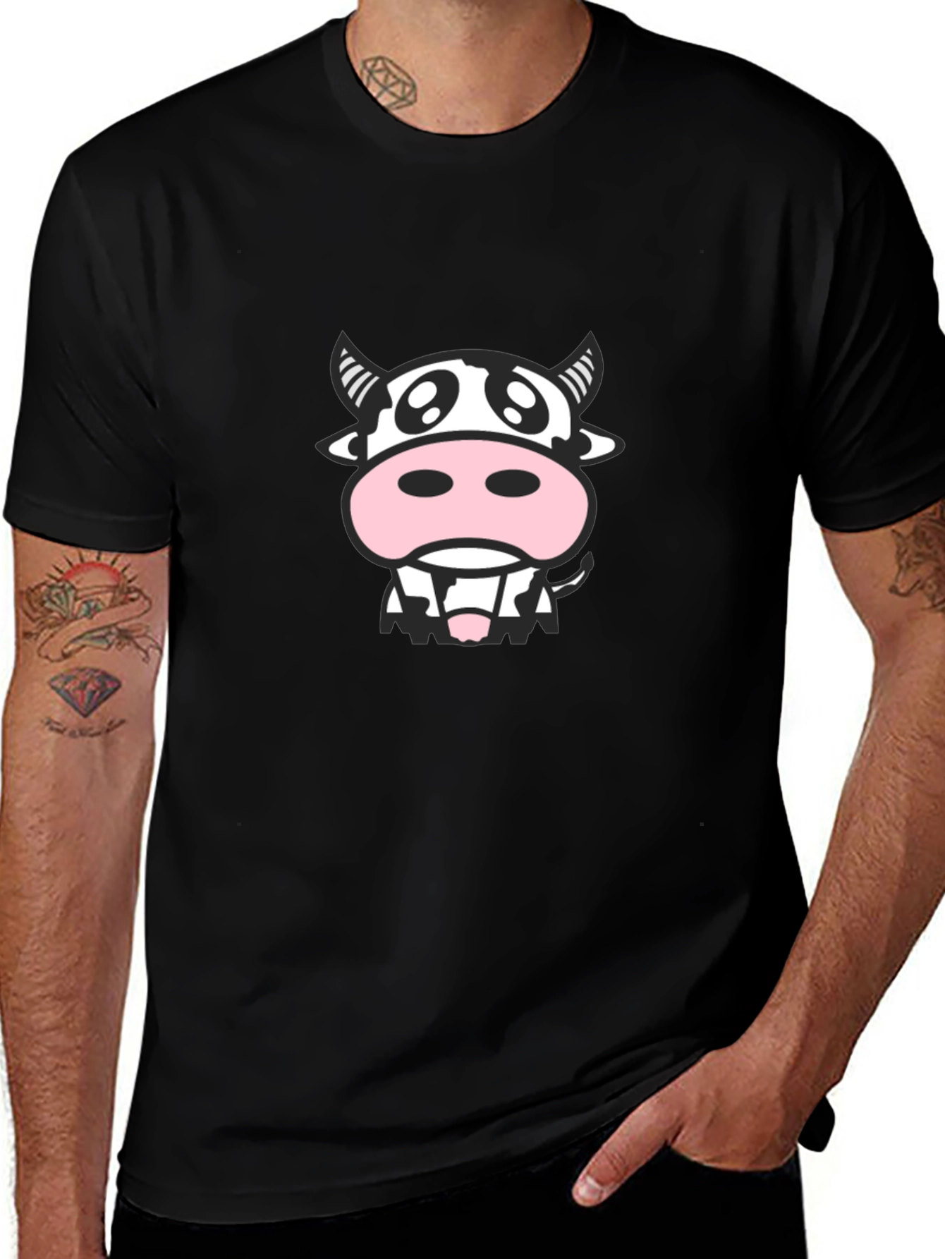 Cute Cow Graphic Tee - Black Unisex T-Shirt