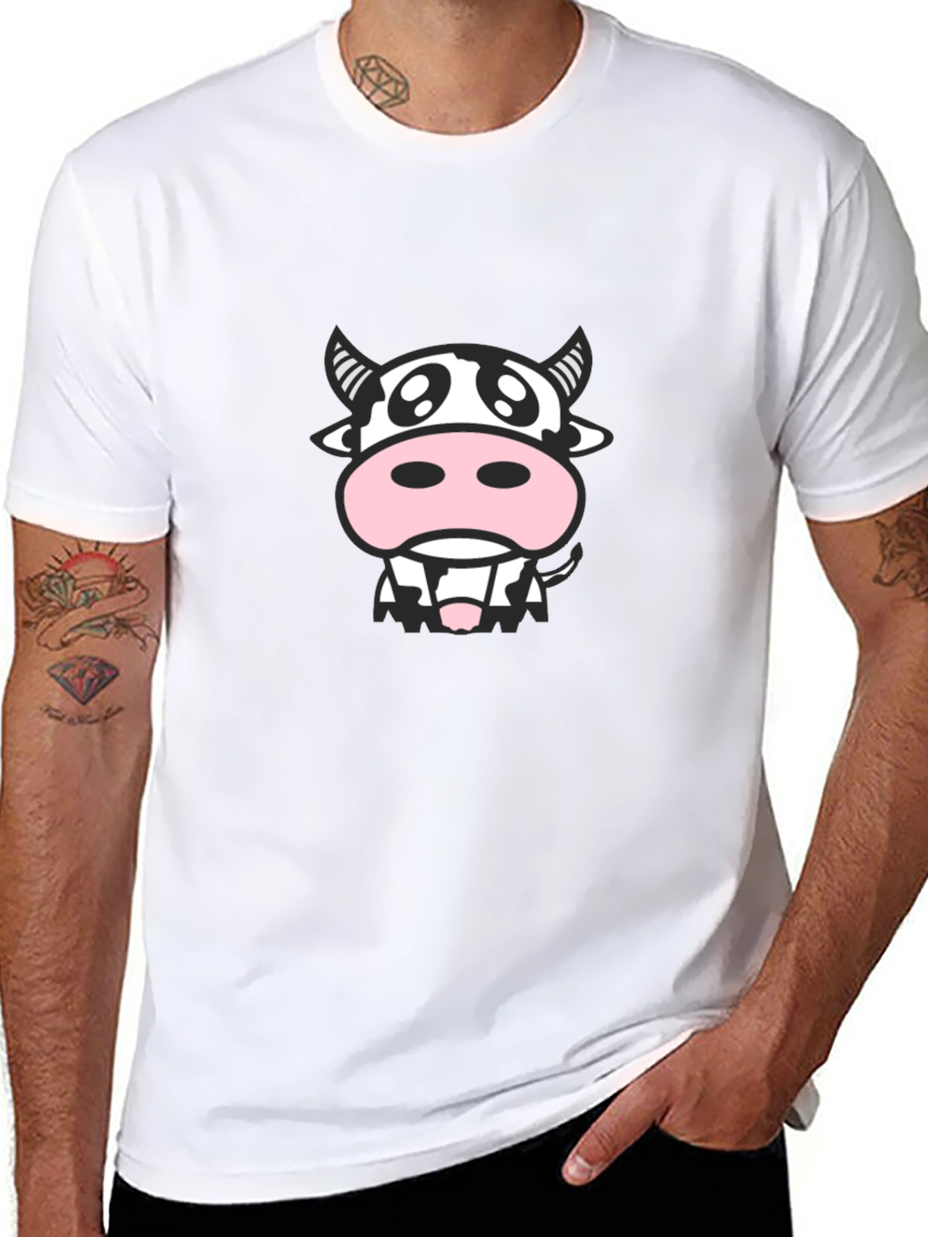 Cute Cow Graphic Tee - Black Unisex T-Shirt