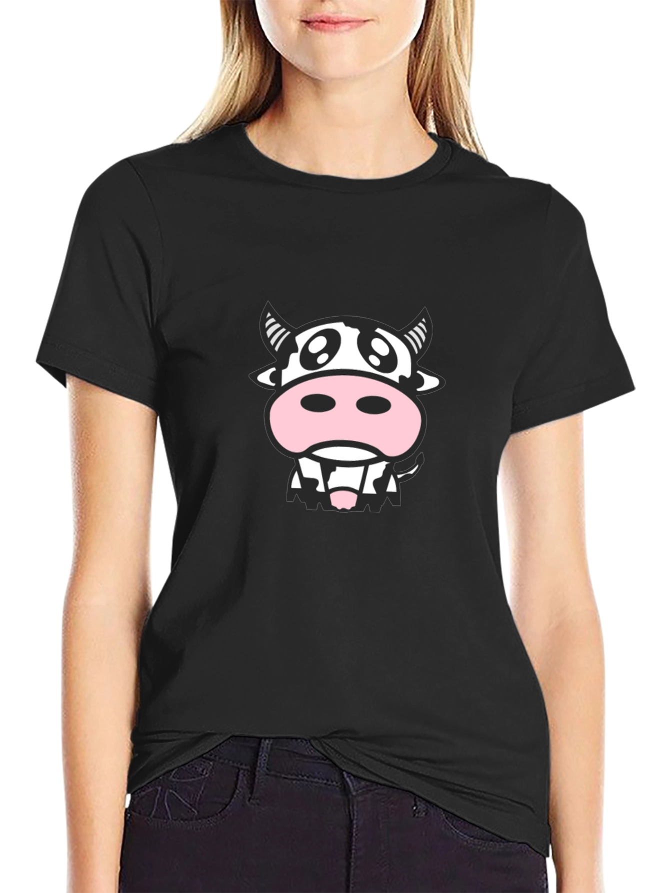Cute Cow Graphic Tee - Black Unisex T-Shirt