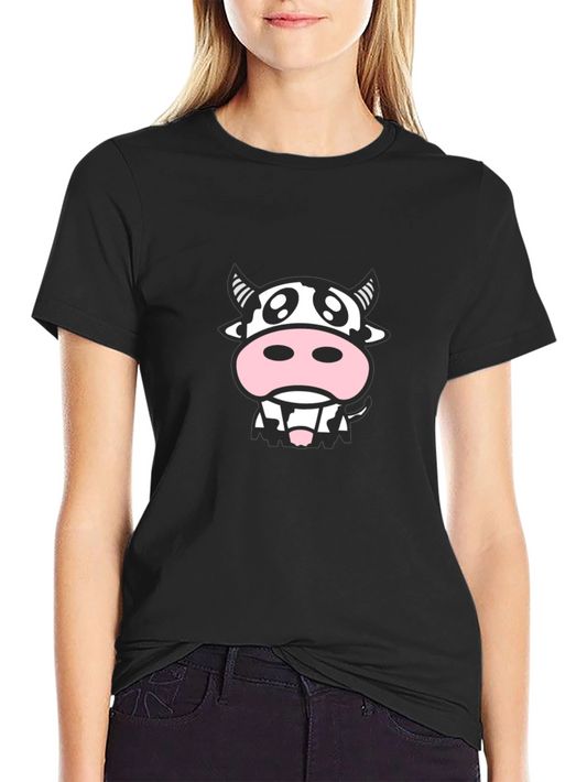 Cute Cow Graphic Tee - Black Unisex T-Shirt