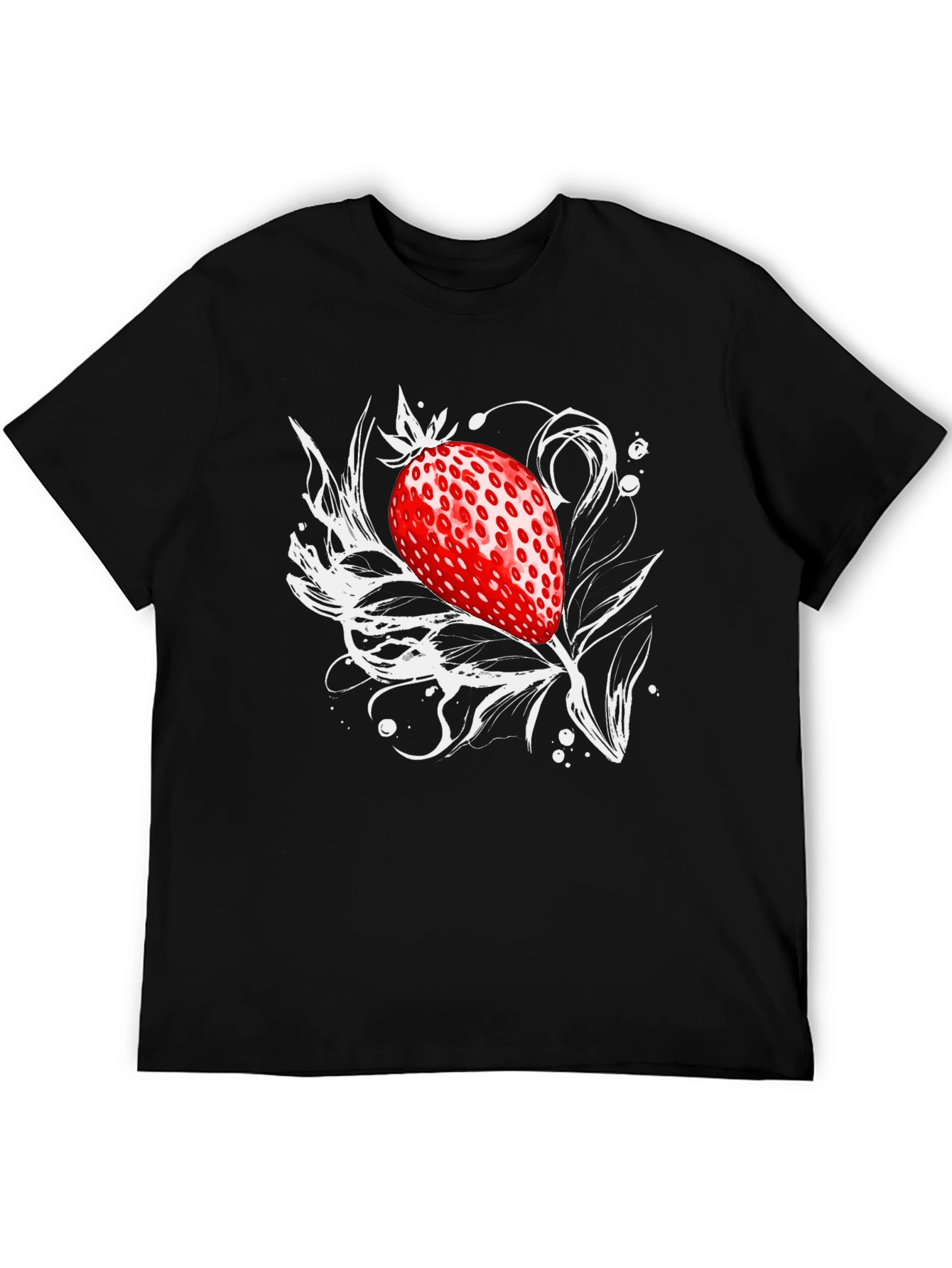 Strawberry Graphic Tee - Black Cotton Comfort