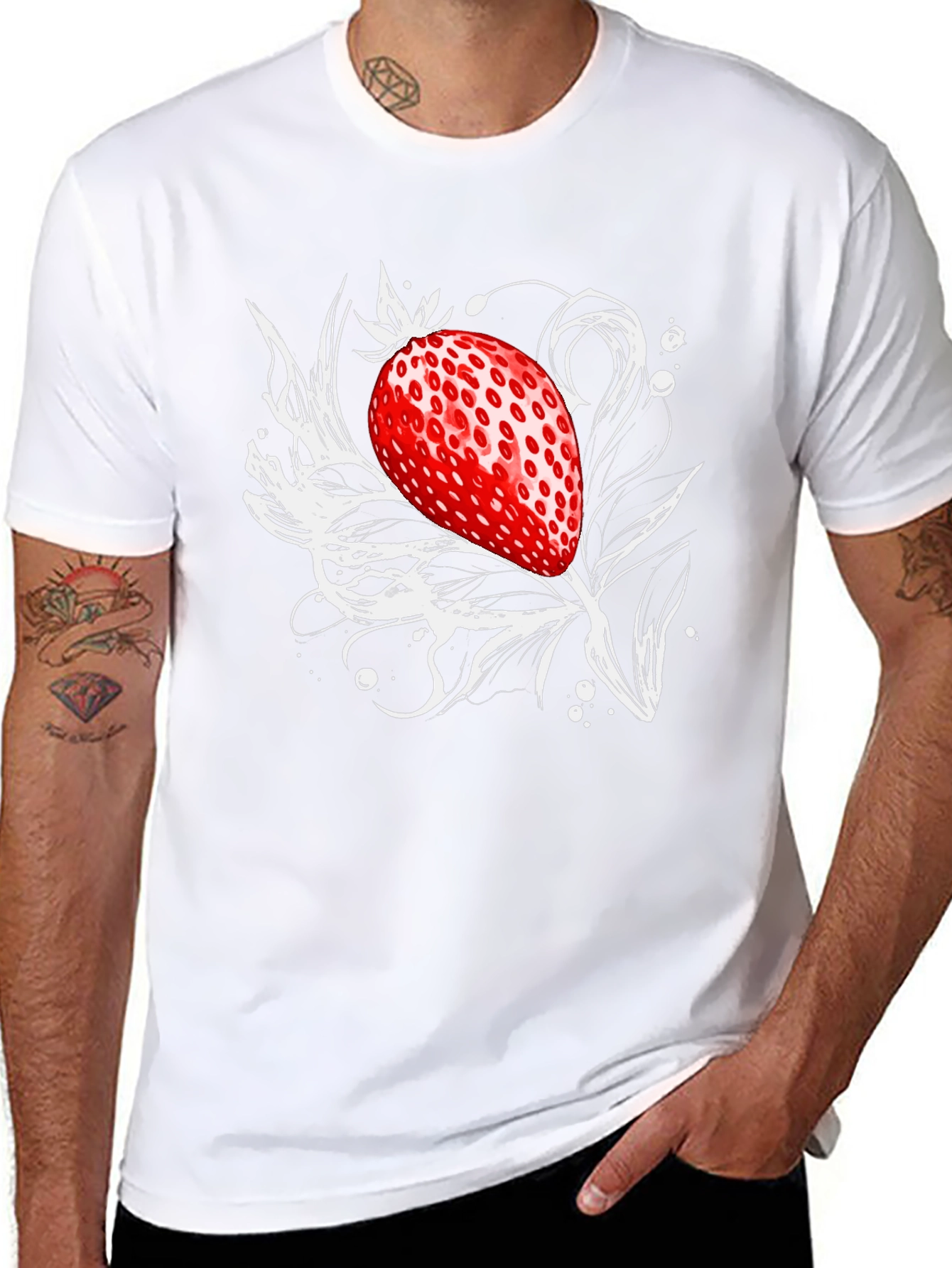 Strawberry Graphic Tee - Black Cotton Comfort