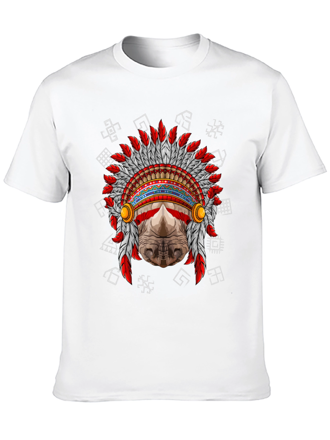 Rhinoceros Native American Headdress Graphic Tee