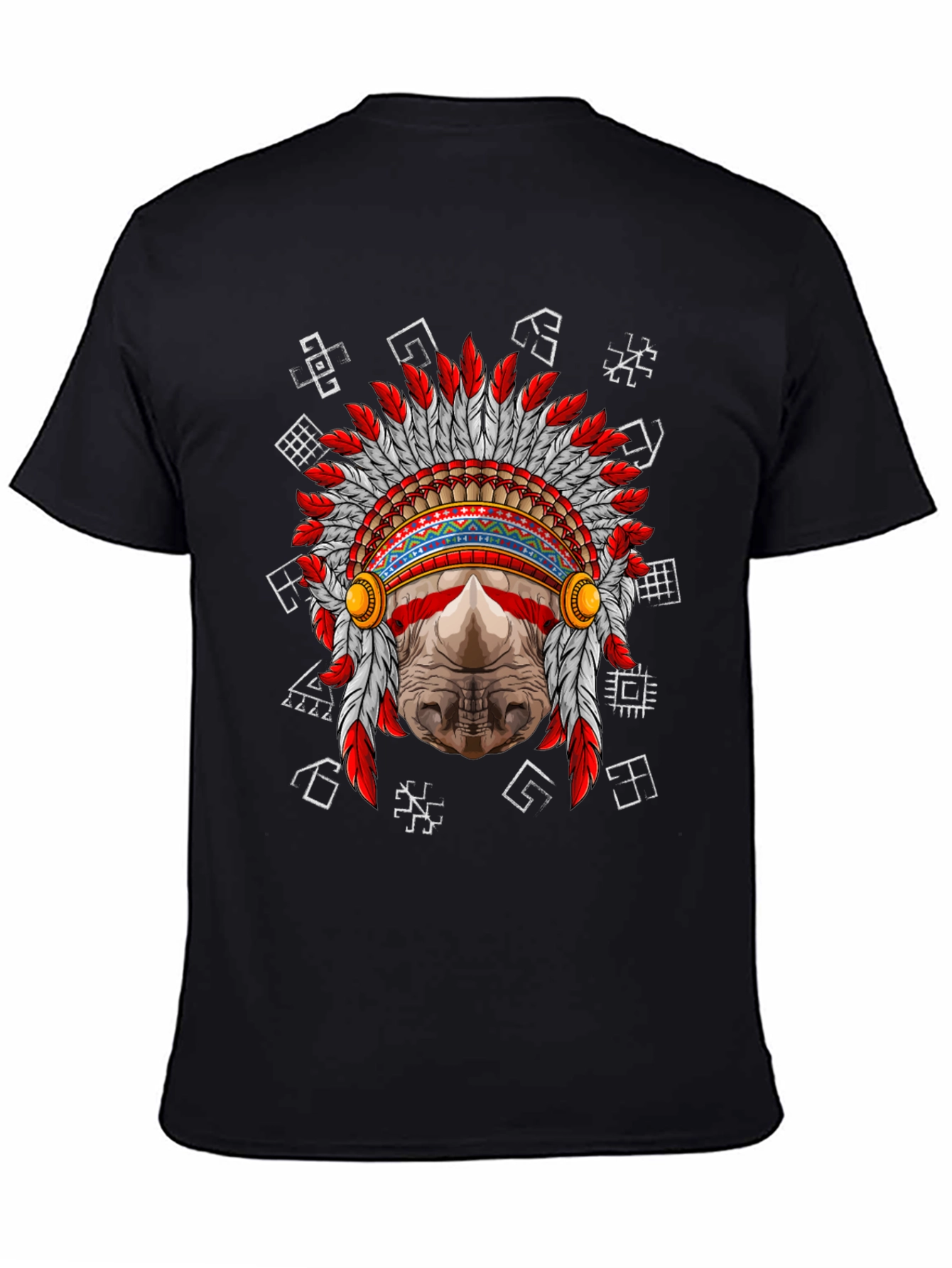 Rhinoceros Native American Headdress Graphic Tee