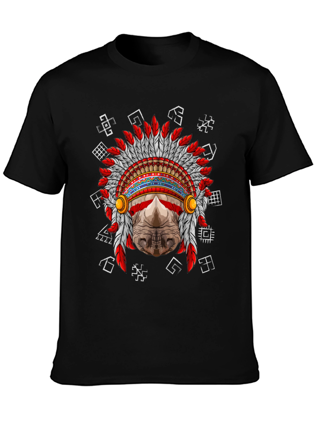 Rhinoceros Native American Headdress Graphic Tee