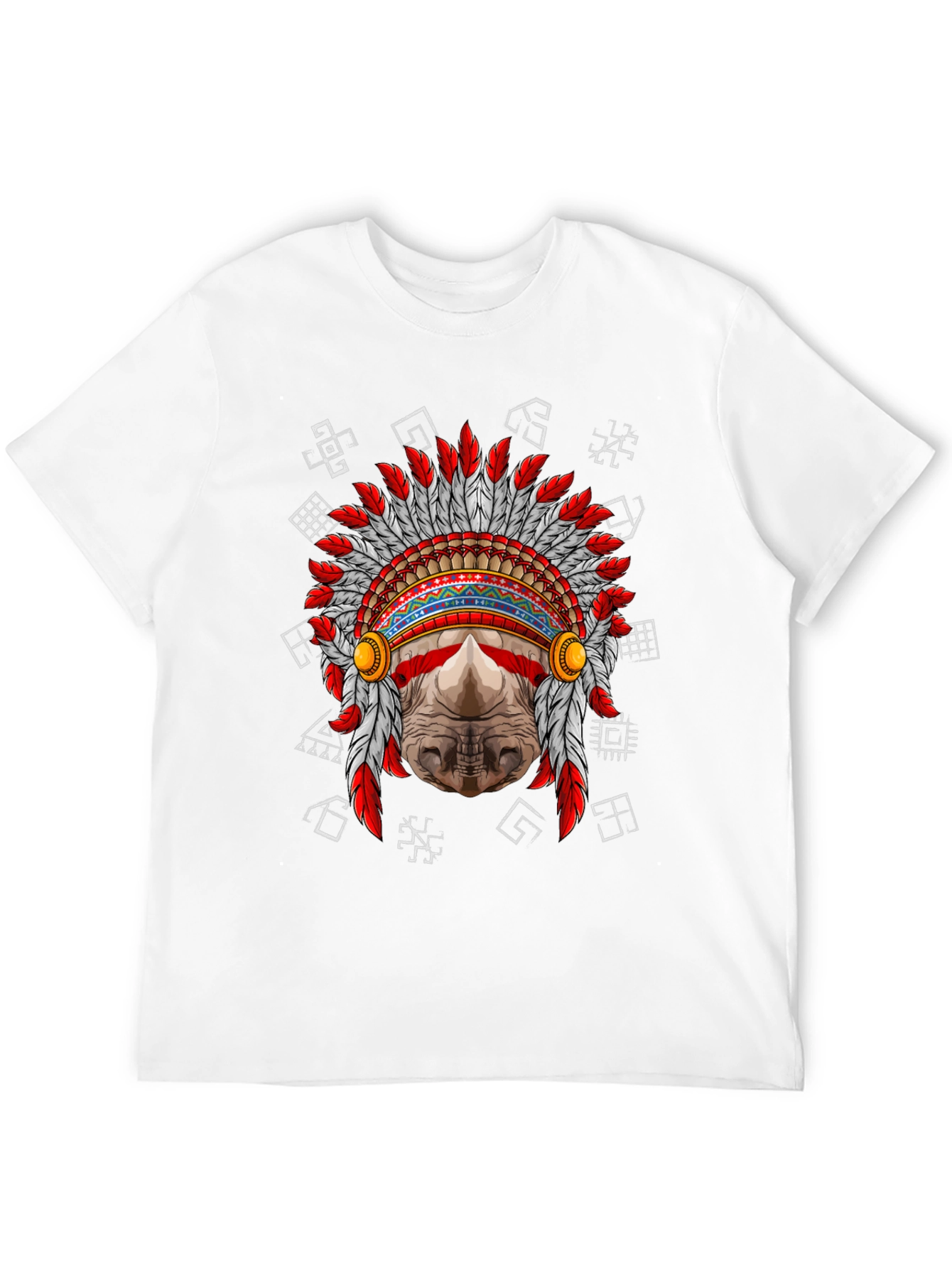 Rhinoceros Native American Headdress Graphic Tee