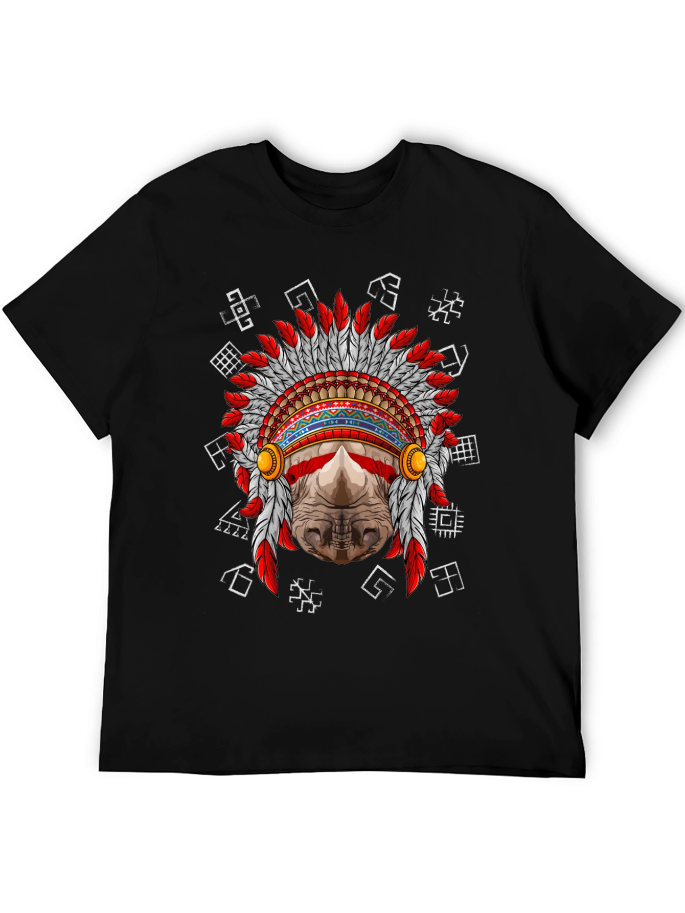 Rhinoceros Native American Headdress Graphic Tee
