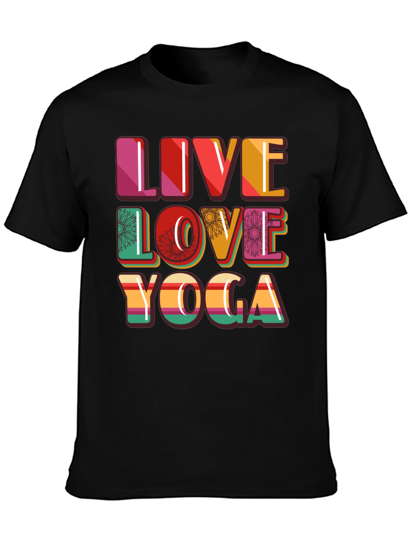 Live Love Yoga Graphic Tee - Black Casual Shirt