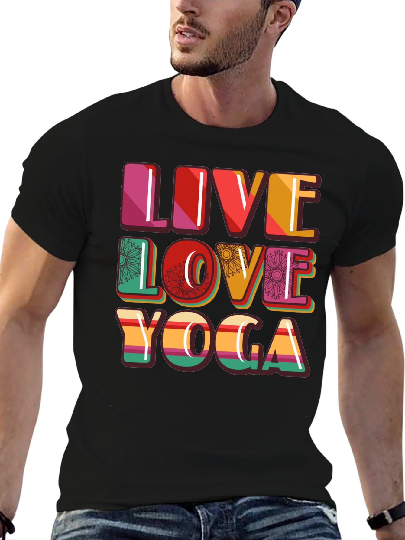 Live Love Yoga Graphic Tee - Black Casual Shirt