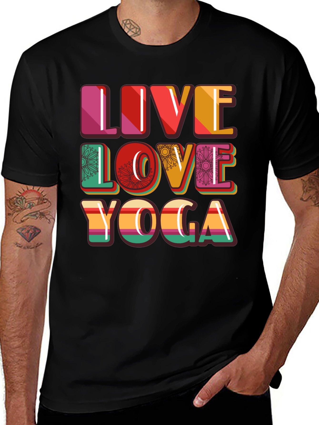 Live Love Yoga Graphic Tee - Black Casual Shirt