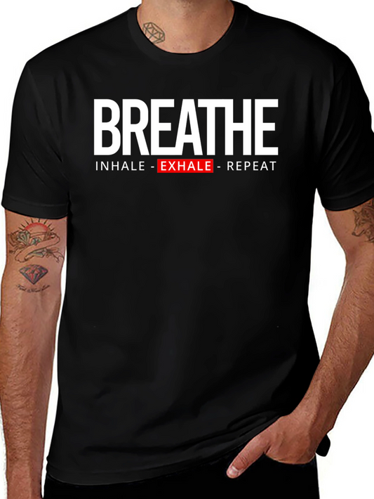 Breathe T-Shirt: Inhale Exhale Repeat - Black