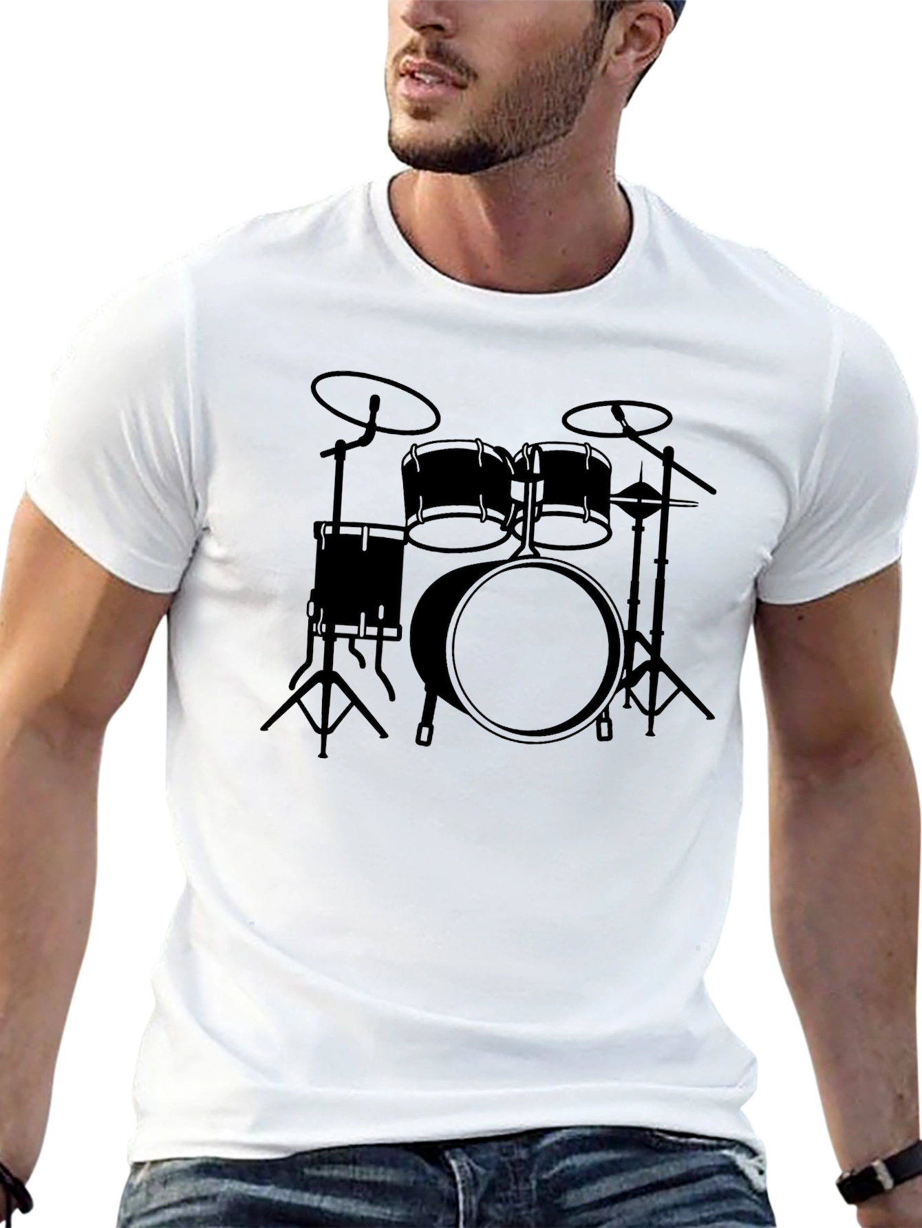Drum Set Graphic T-Shirt - Black