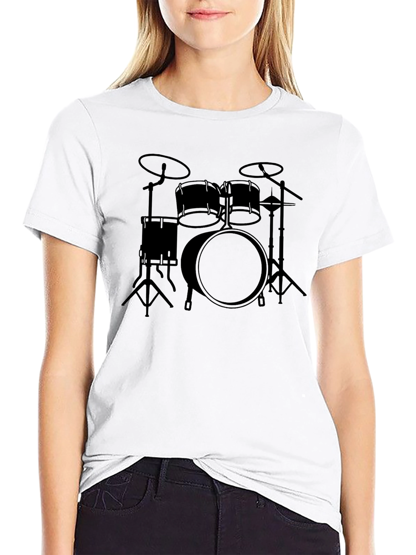 Drum Set Graphic T-Shirt - Black