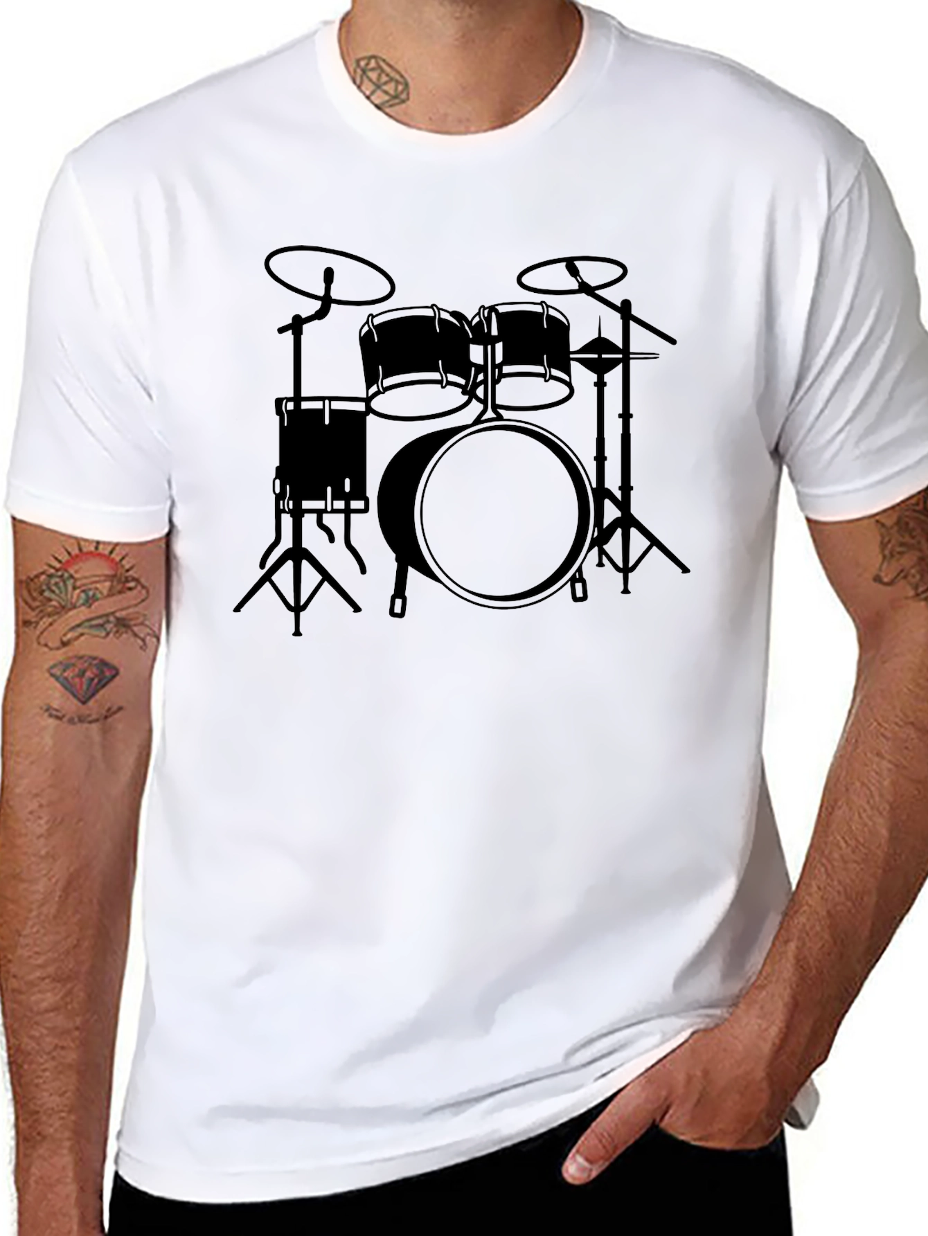 Drum Set Graphic T-Shirt - Black